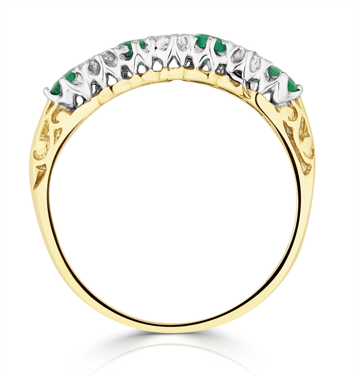 Diamond Emerald 0.28ct And Diamond 9K Gold Ring