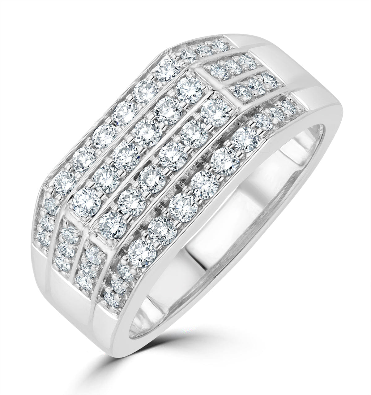 Diamond Mens Lab Diamond Pave Encrusted Ring 1ct H/Si in 925 Silver