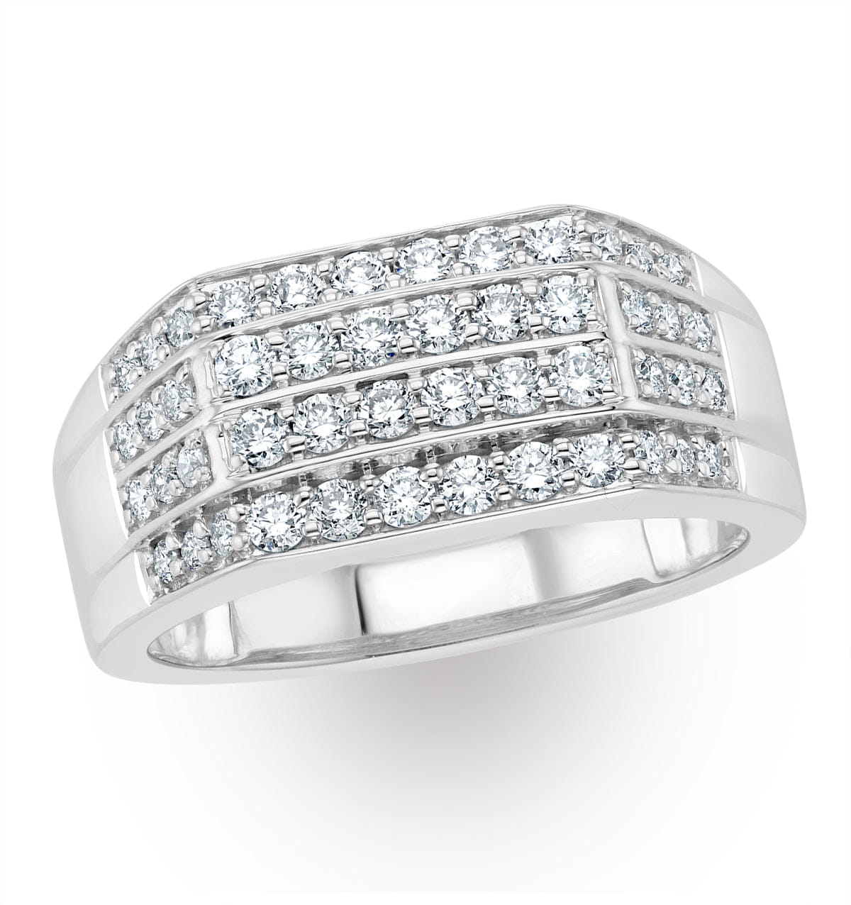 Diamond Mens Lab Diamond Pave Encrusted Ring 1ct H/Si in 925 Silver