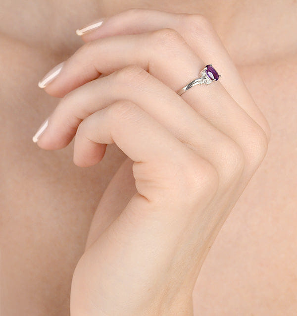 Diamond Amethyst 0.68ct And Diamond 9K White Gold Ring
