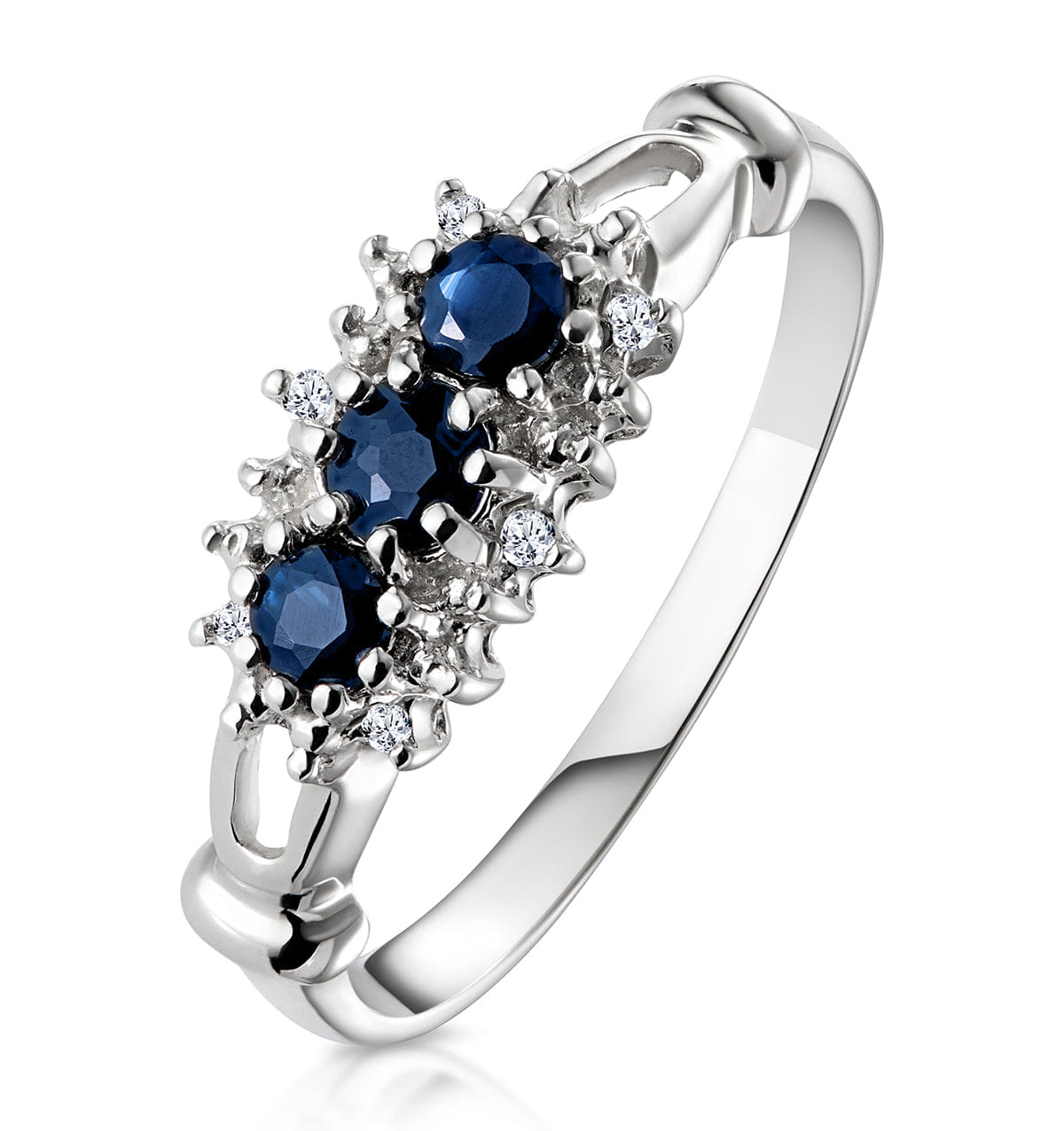 Diamond Sapphire 0.34ct And Diamond 9K White Gold Ring