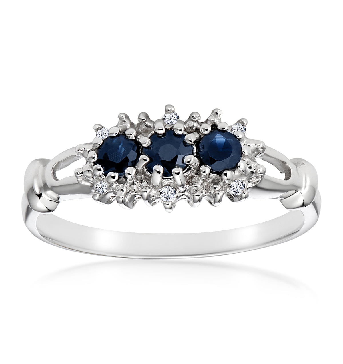 Diamond Sapphire 0.34ct And Diamond 9K White Gold Ring