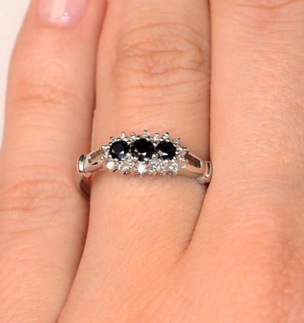 Diamond Sapphire 0.34ct And Diamond 9K White Gold Ring