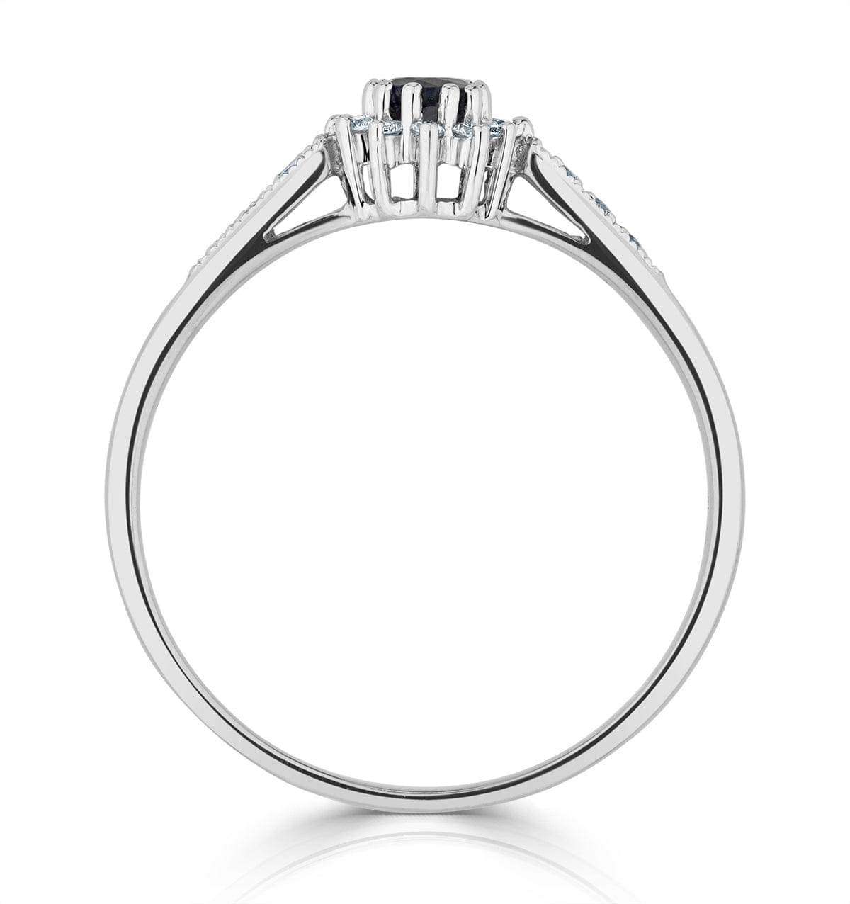RING Sapphire Ring with Lab Diamonds in 925 Silver - 5 x 3 mm Centre