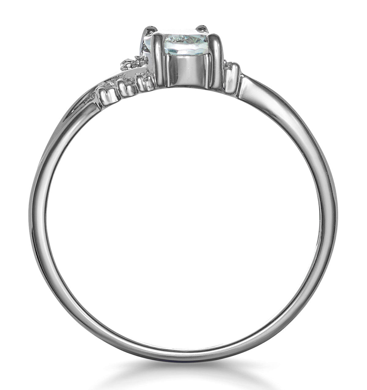 Diamond Aquamarine 0.70CT And Diamond 9K White Gold Ring E5731