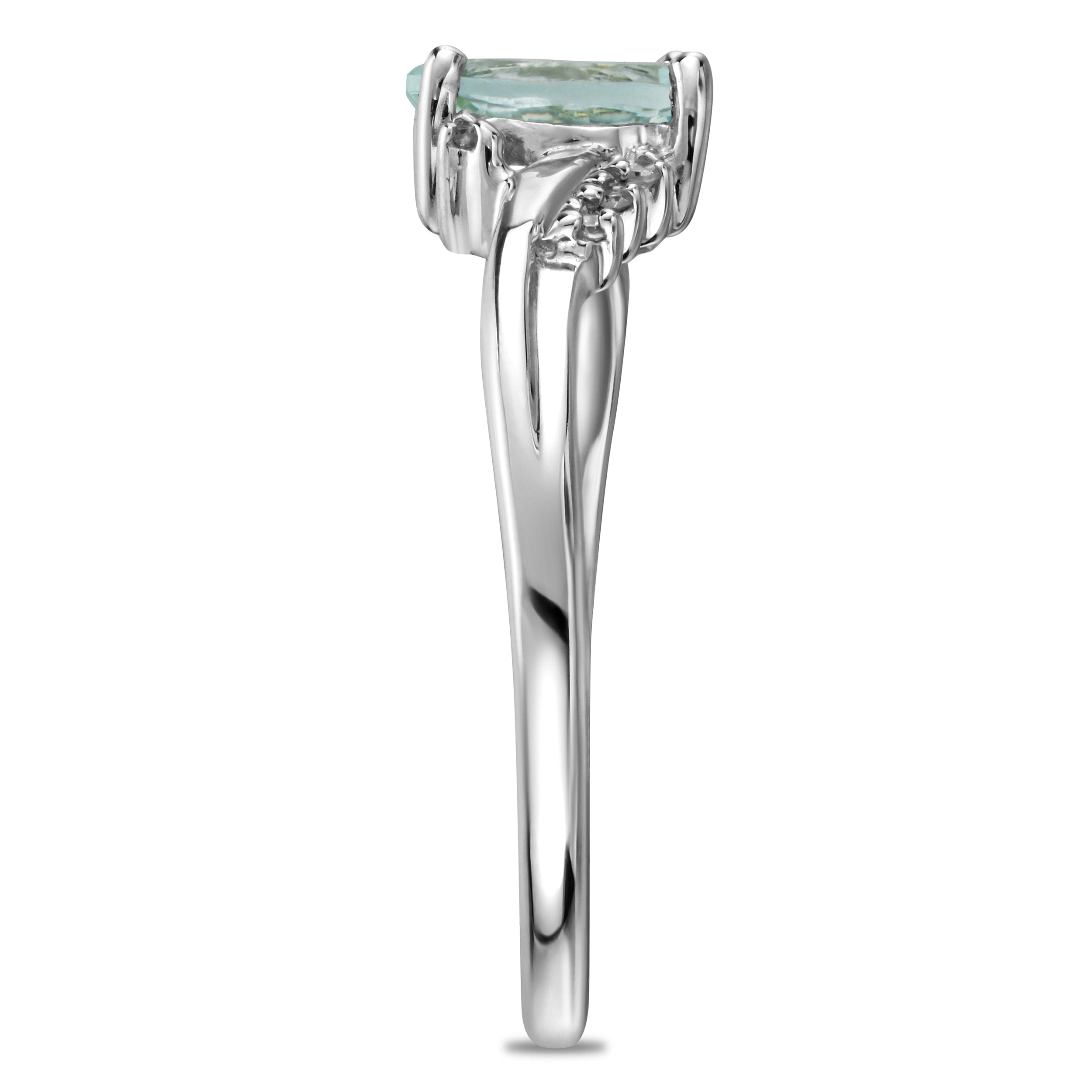 Diamond Aquamarine 0.70CT And Diamond 9K White Gold Ring E5731