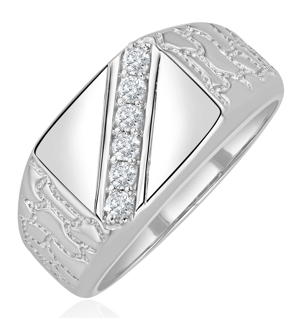 Diamond Mens Lab Diamond Signet Ring 0.25ct H/Si in Sterling Silver