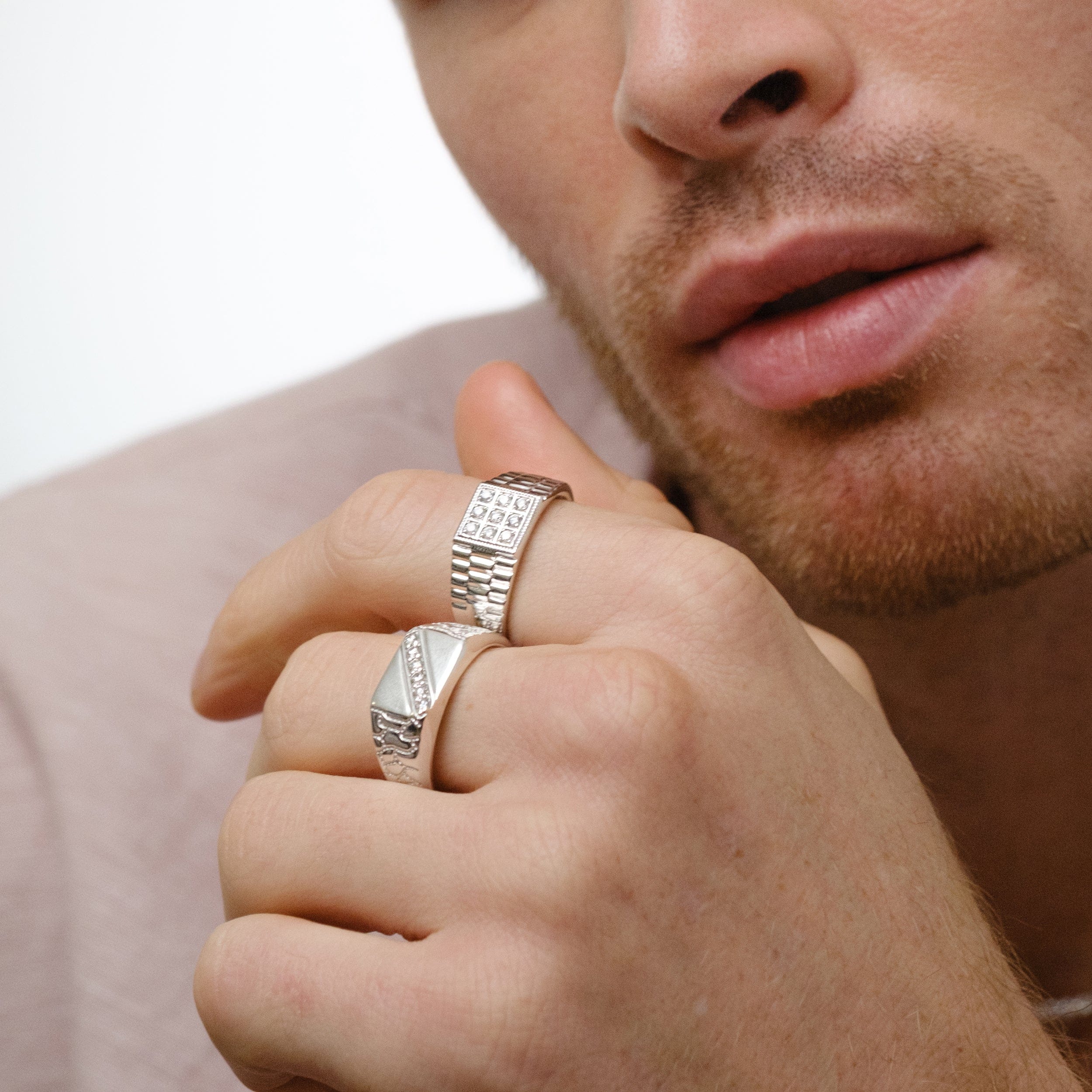 Diamond Mens Lab Diamond Signet Ring 0.25ct H/Si in Sterling Silver