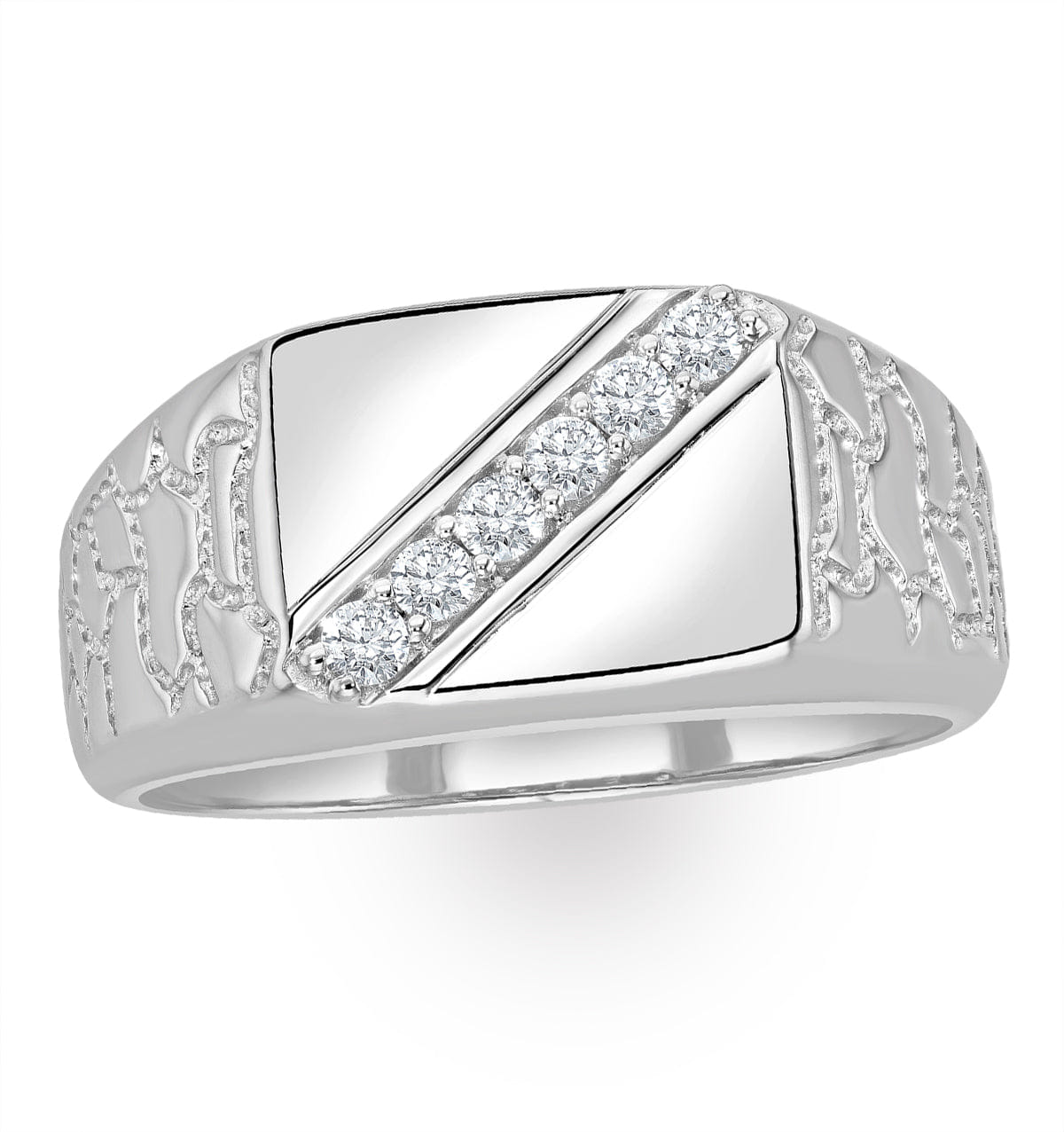 Diamond Mens Lab Diamond Signet Ring 0.25ct H/Si in Sterling Silver