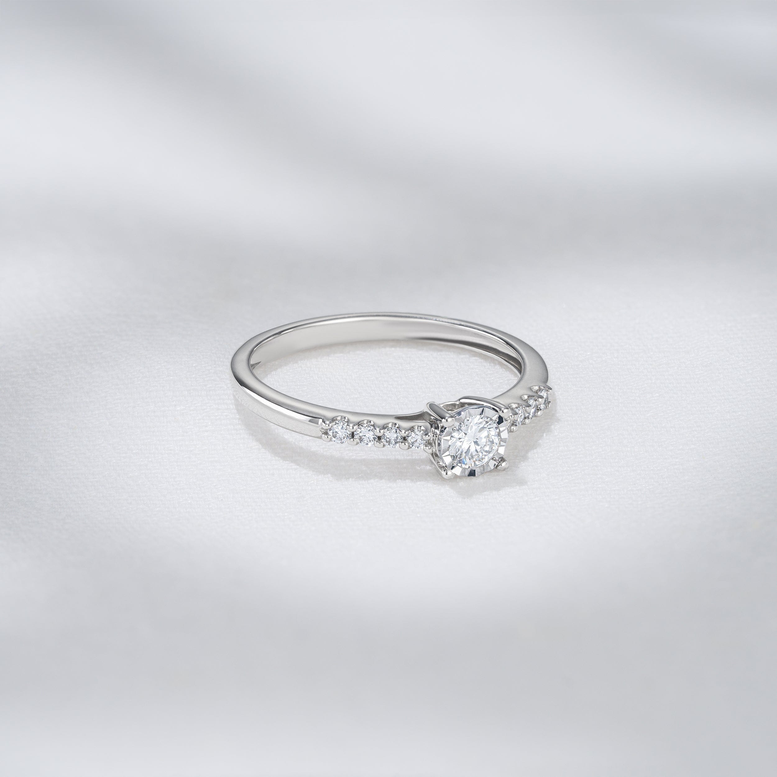 Diamond Lab Diamond Side Stone Engagement Ring 0.25ct H/Si in 9K White Gold