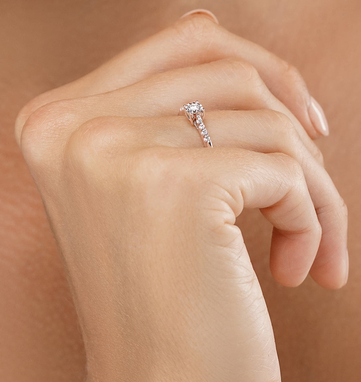 Diamond Lab Diamond Side Stone Engagement Ring 0.25ct H/Si in 925 Silver