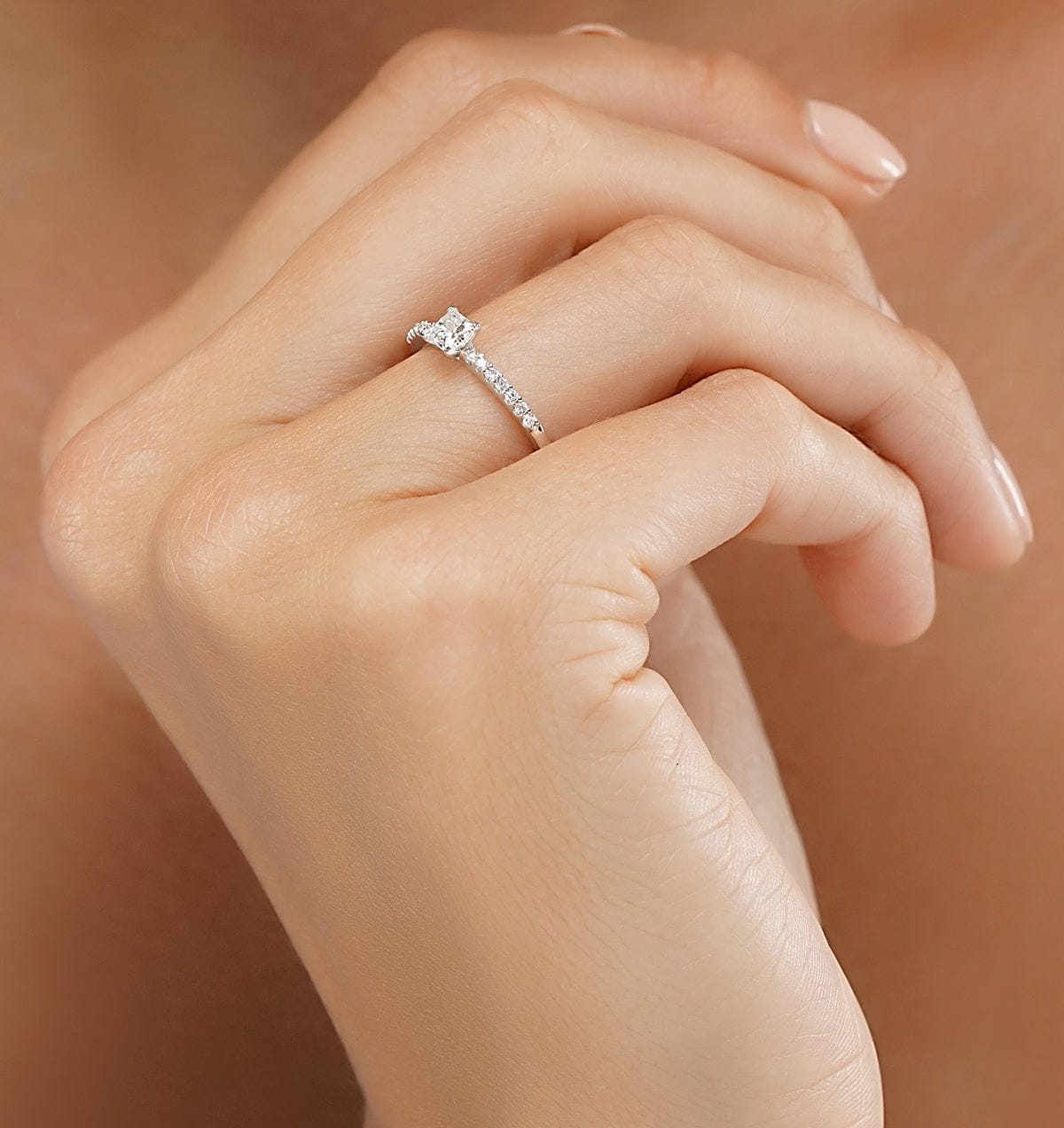 Princess Cut Lab Diamond Engagement Ring 0.25ct H/Si in 925 Silver