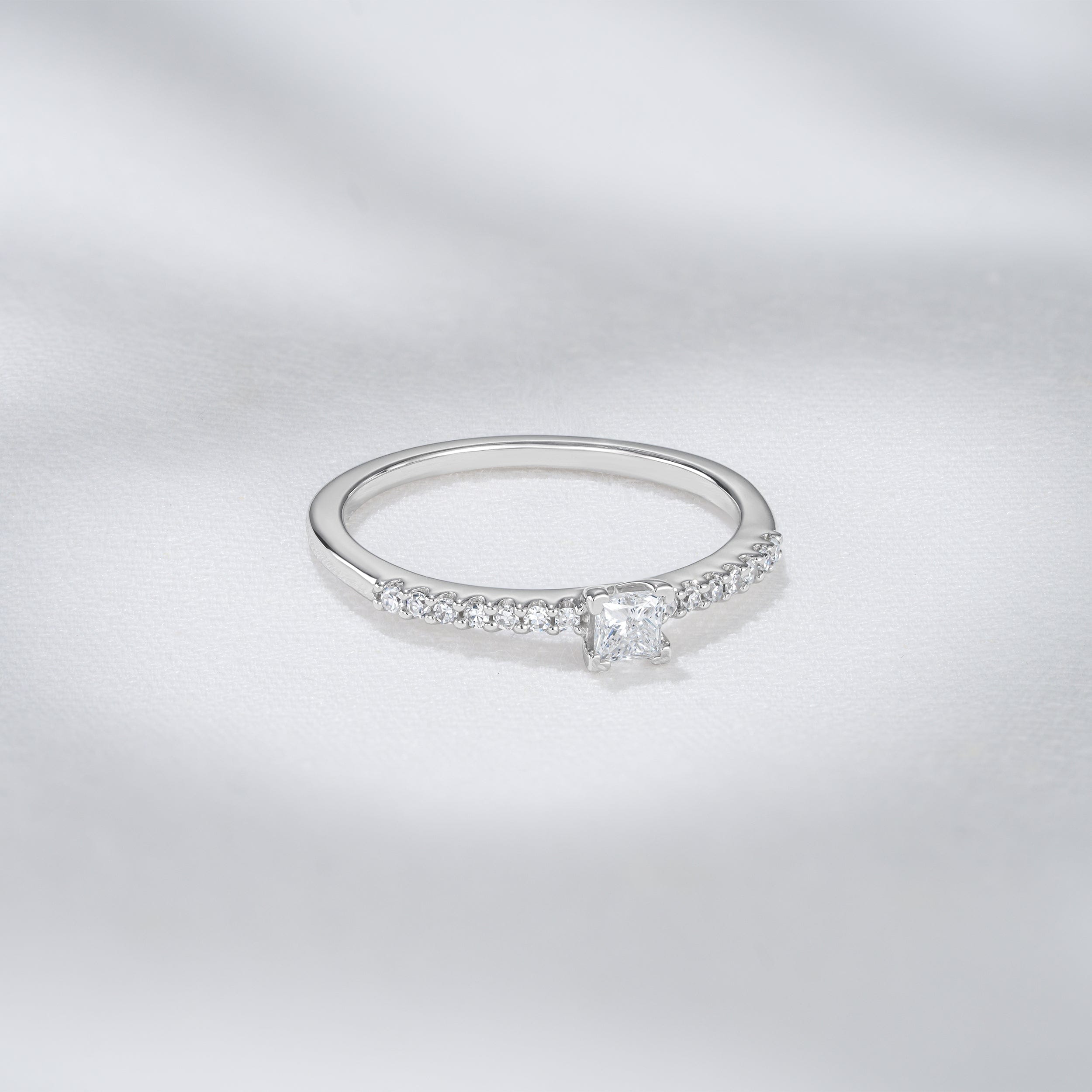 Princess Cut Lab Diamond Engagement Ring 0.25ct H/Si in 9K White Gold