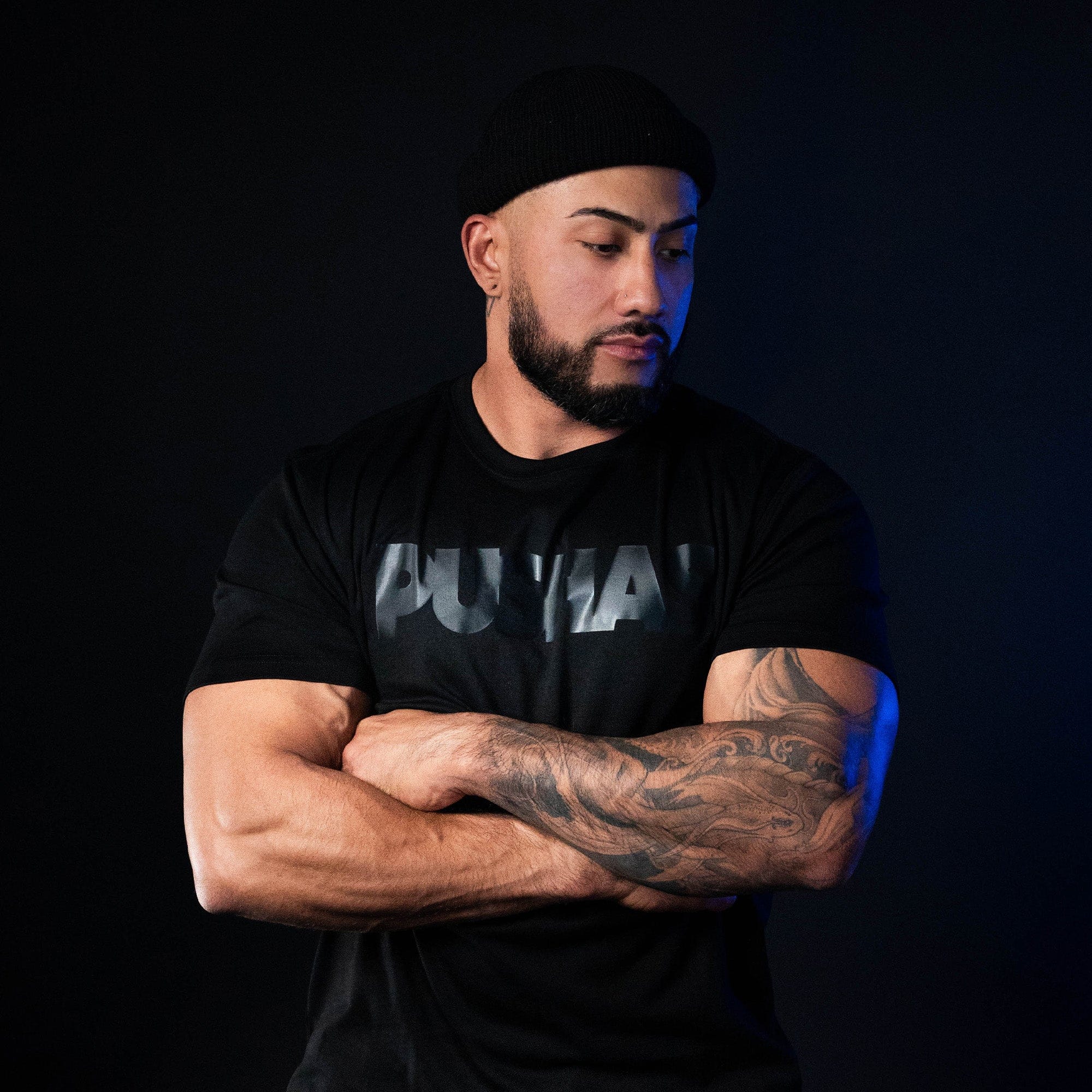 Core PUSHAS Core Print Logo T - Shirt Phantom Black