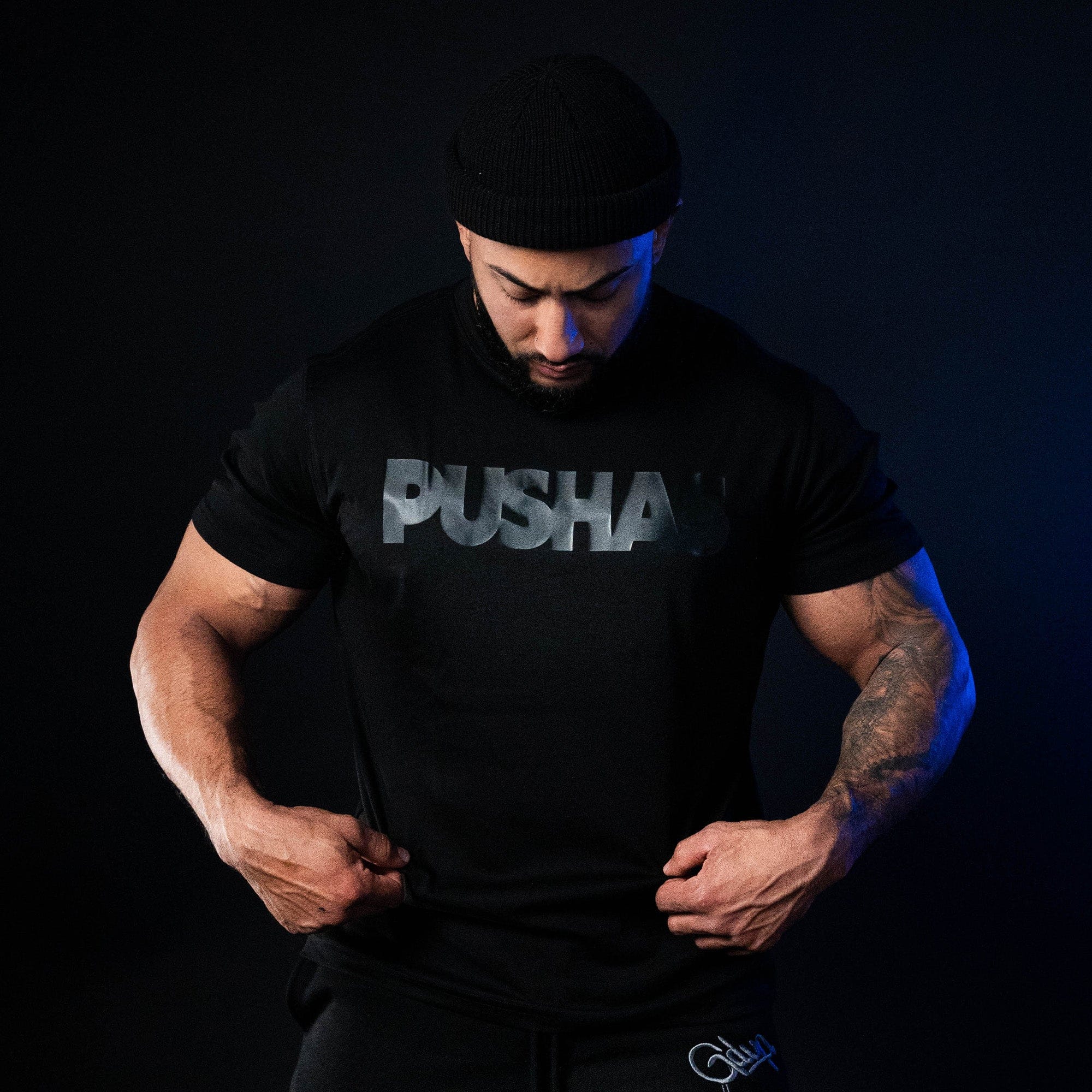 Core PUSHAS Core Print Logo T - Shirt Phantom Black