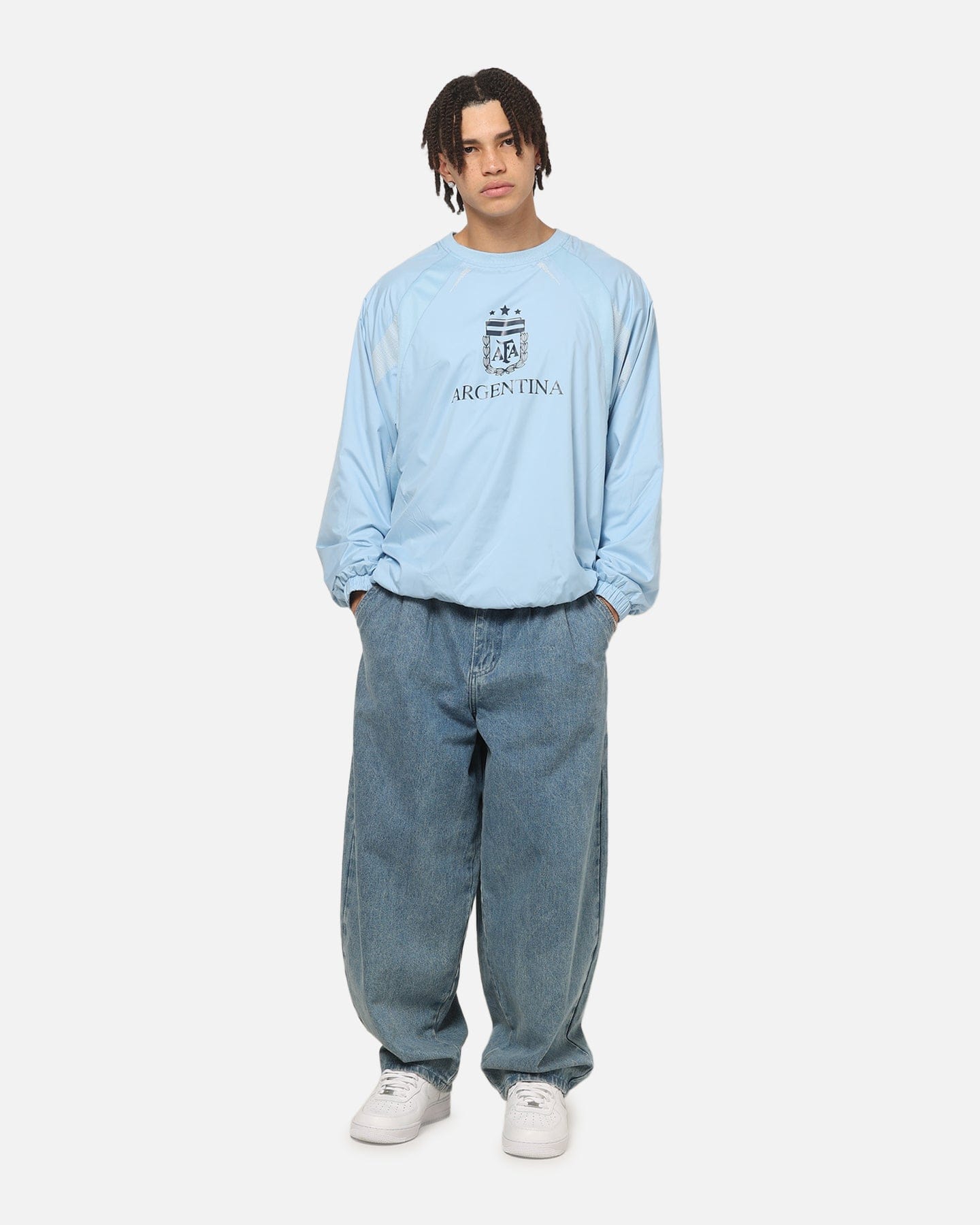 Majestic Athletic Argentina Nylon Crewneck Argentina Blue