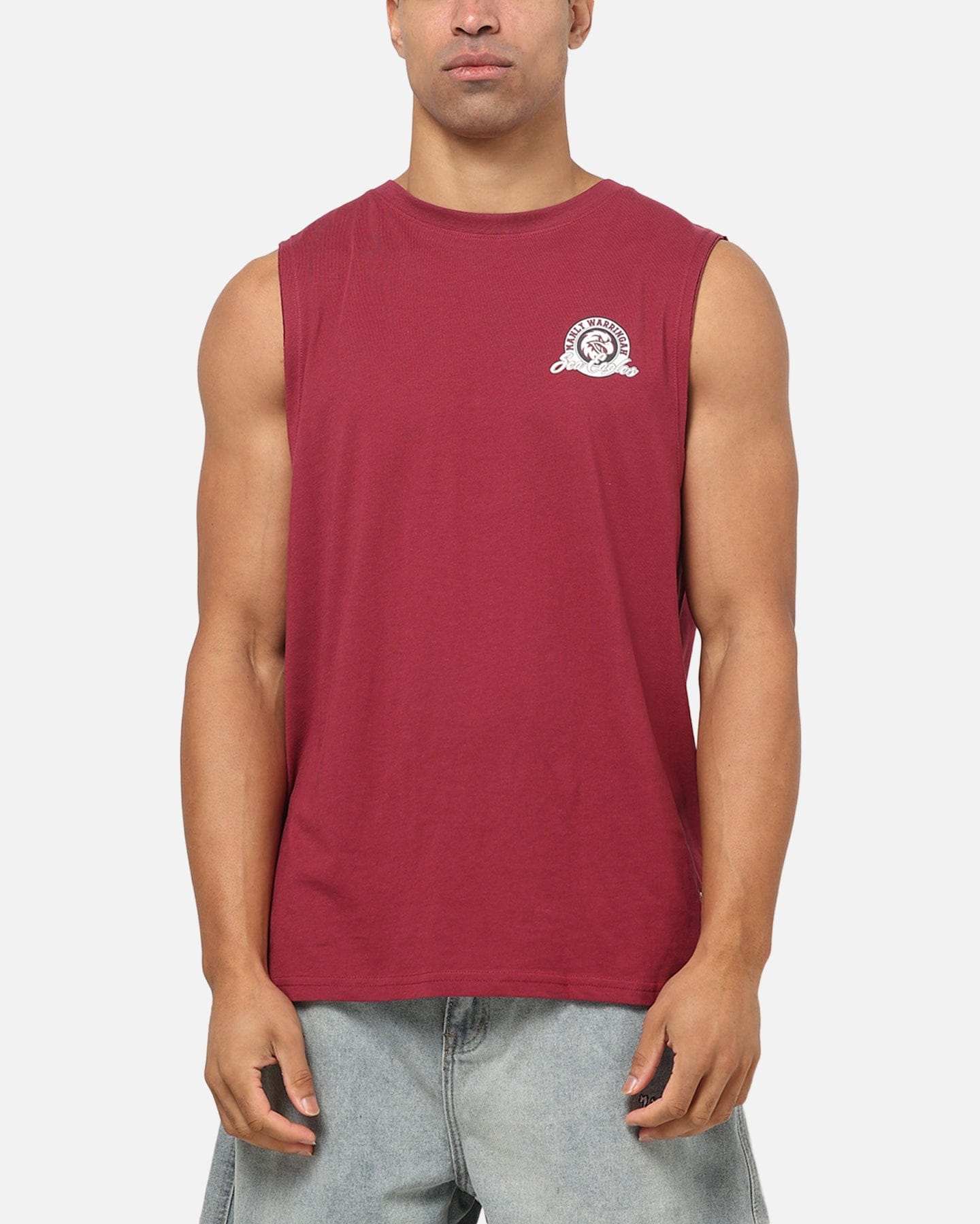 Bleacher Athletic Manly Warringah Sea Eagles NRL Adult Muscle T - Shirt Maroon