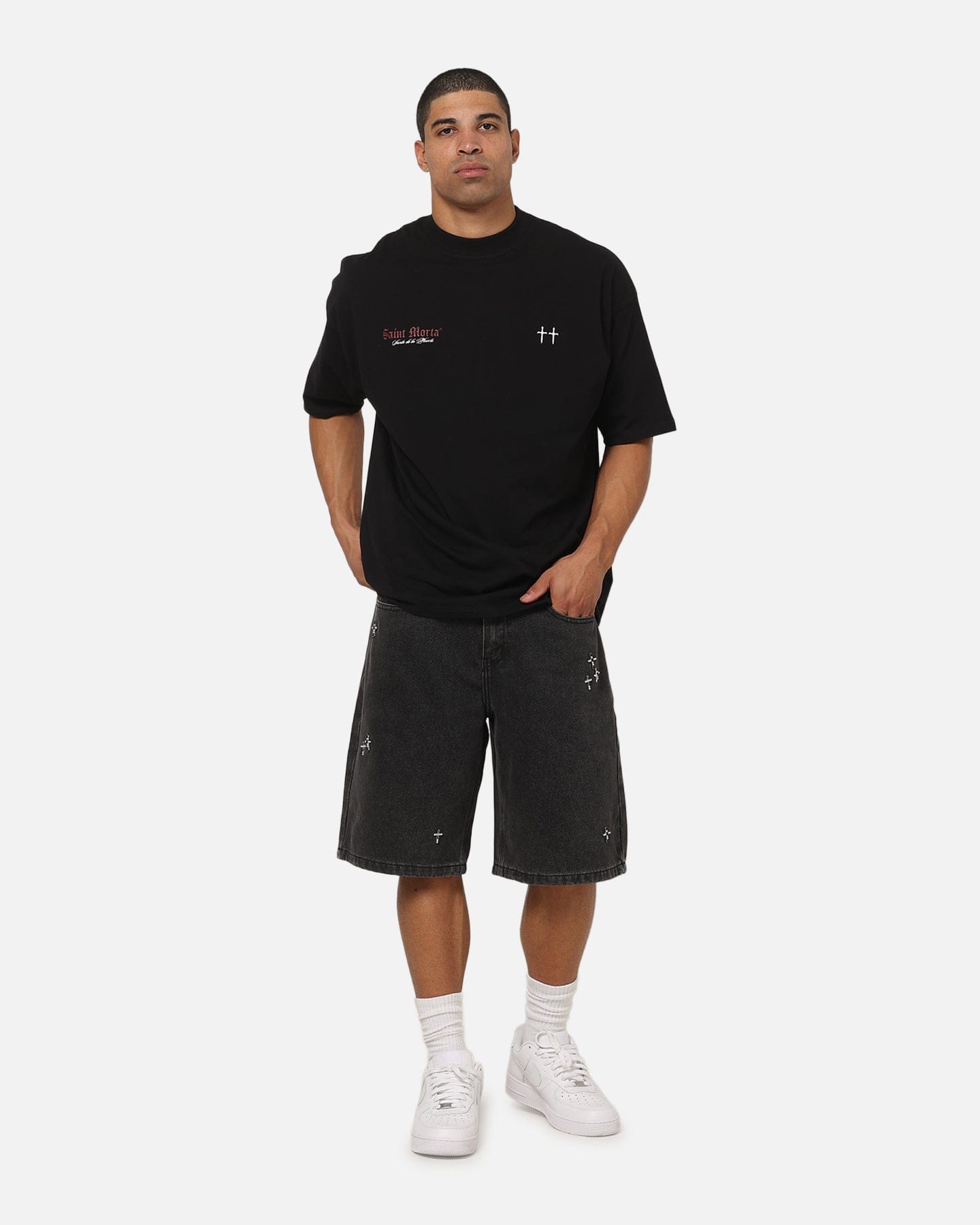 Saint Morta La Muerte Script T - Shirt Black/Red