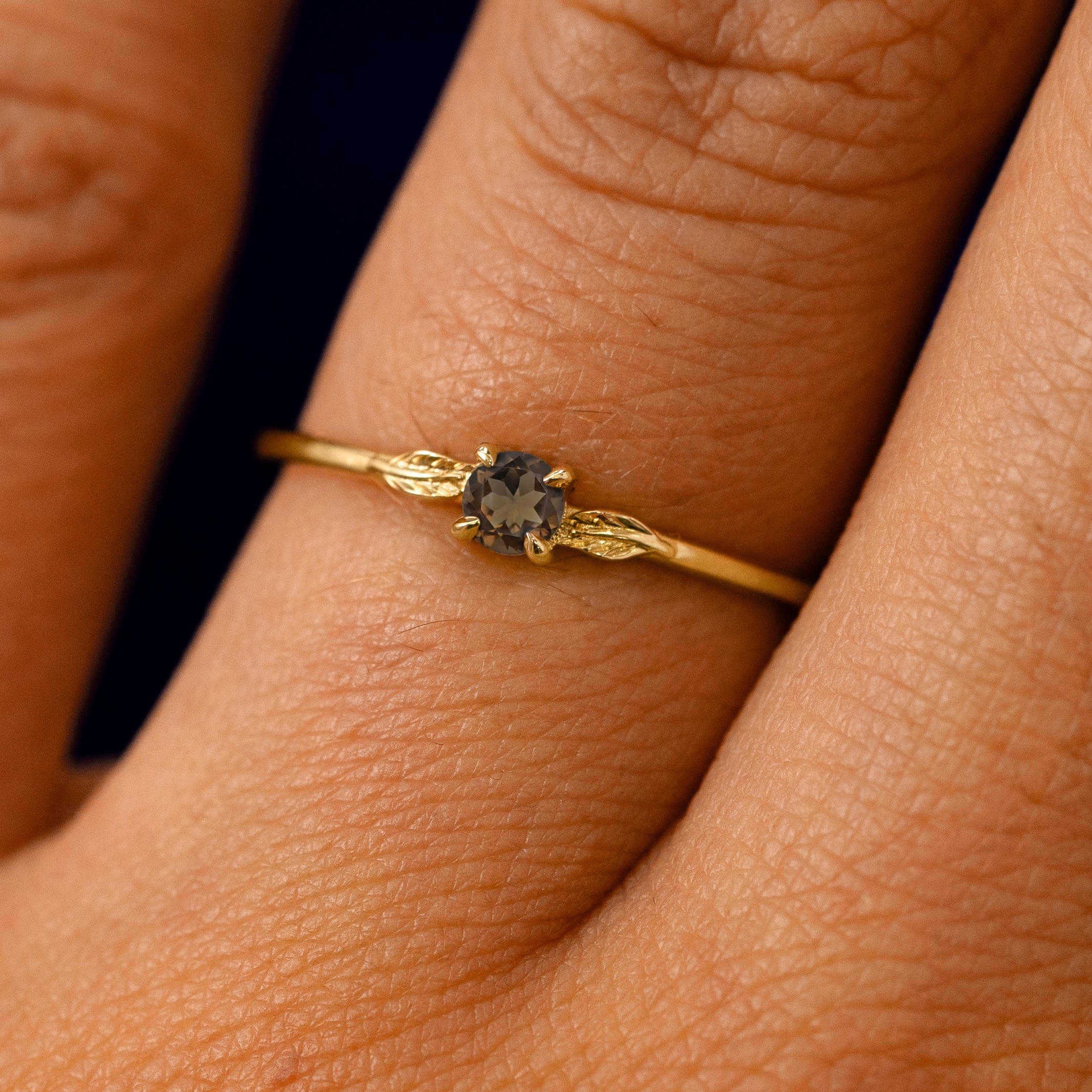 Automic Gold Studio Gemstone Two Leaf Ring