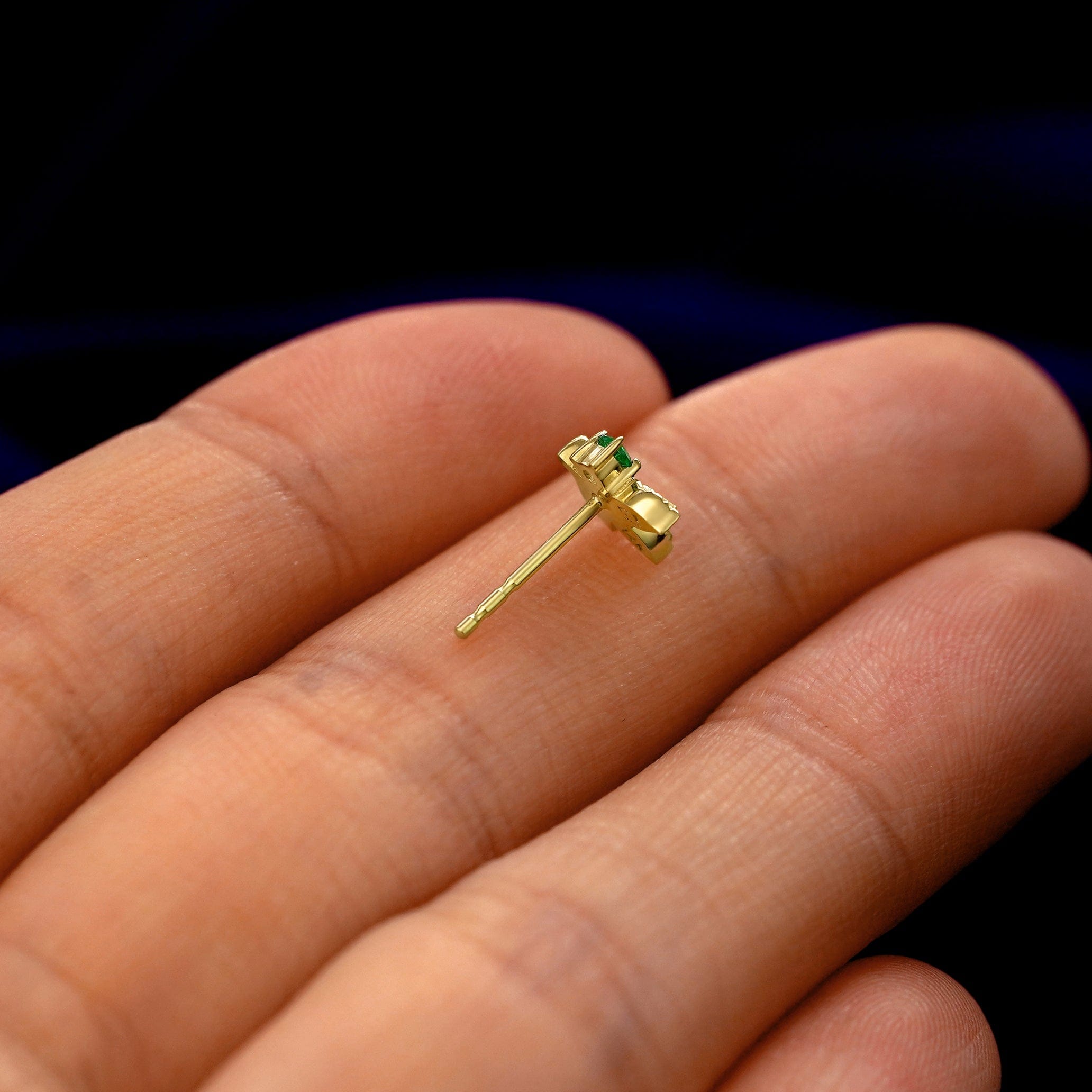 Automic Gold Studio Gemstone 3 Leaves Earring