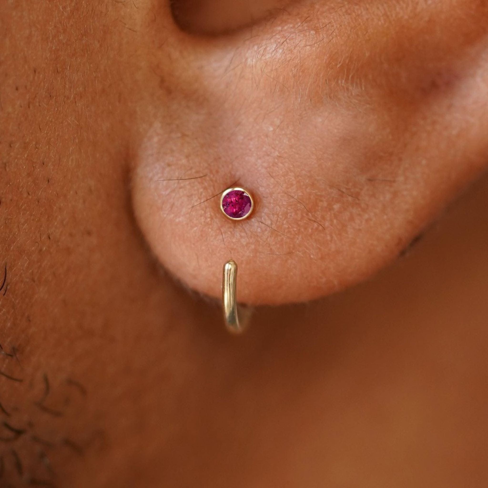 Automic Gold Studio Gemstone Open Hoop
