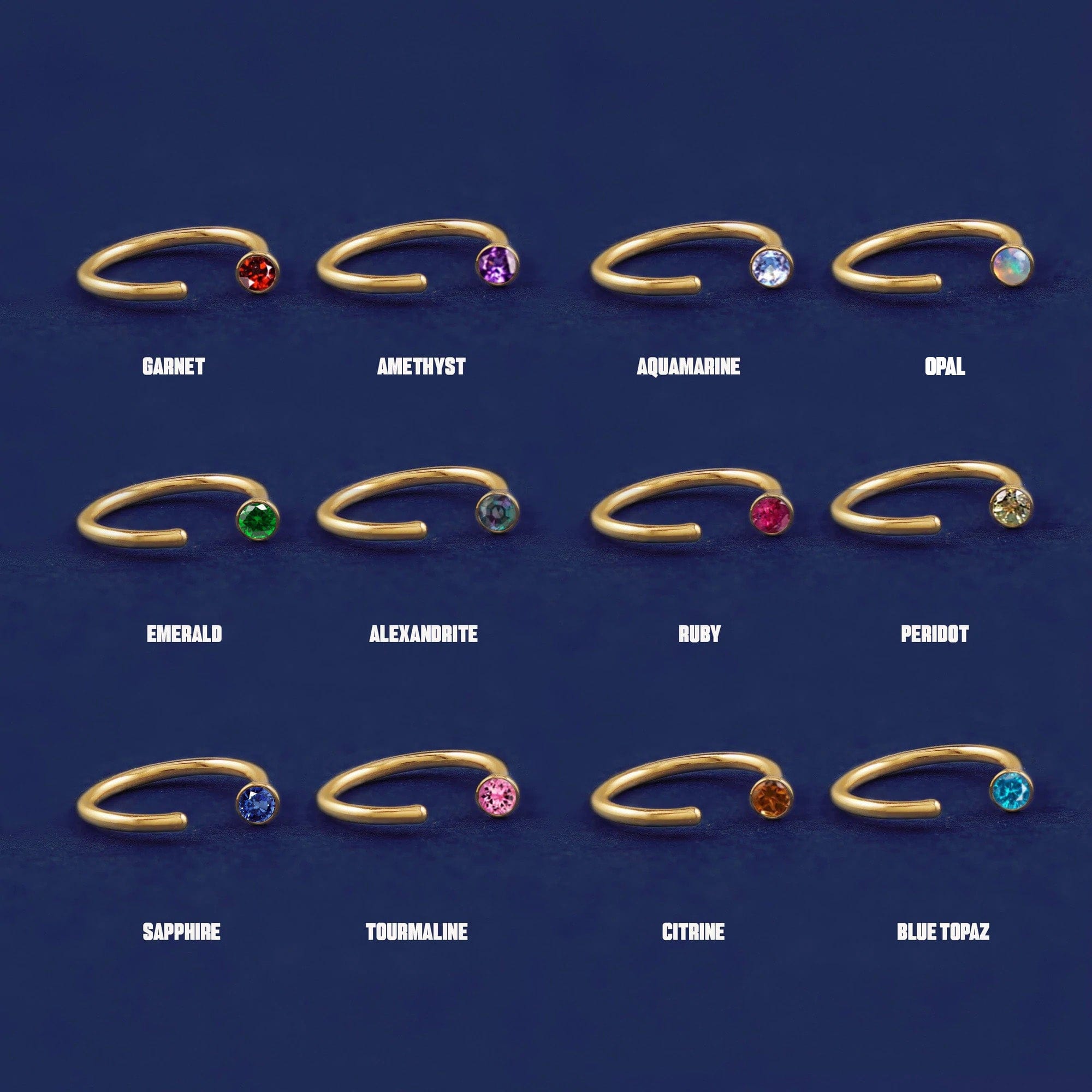Automic Gold Studio Gemstone Open Hoop