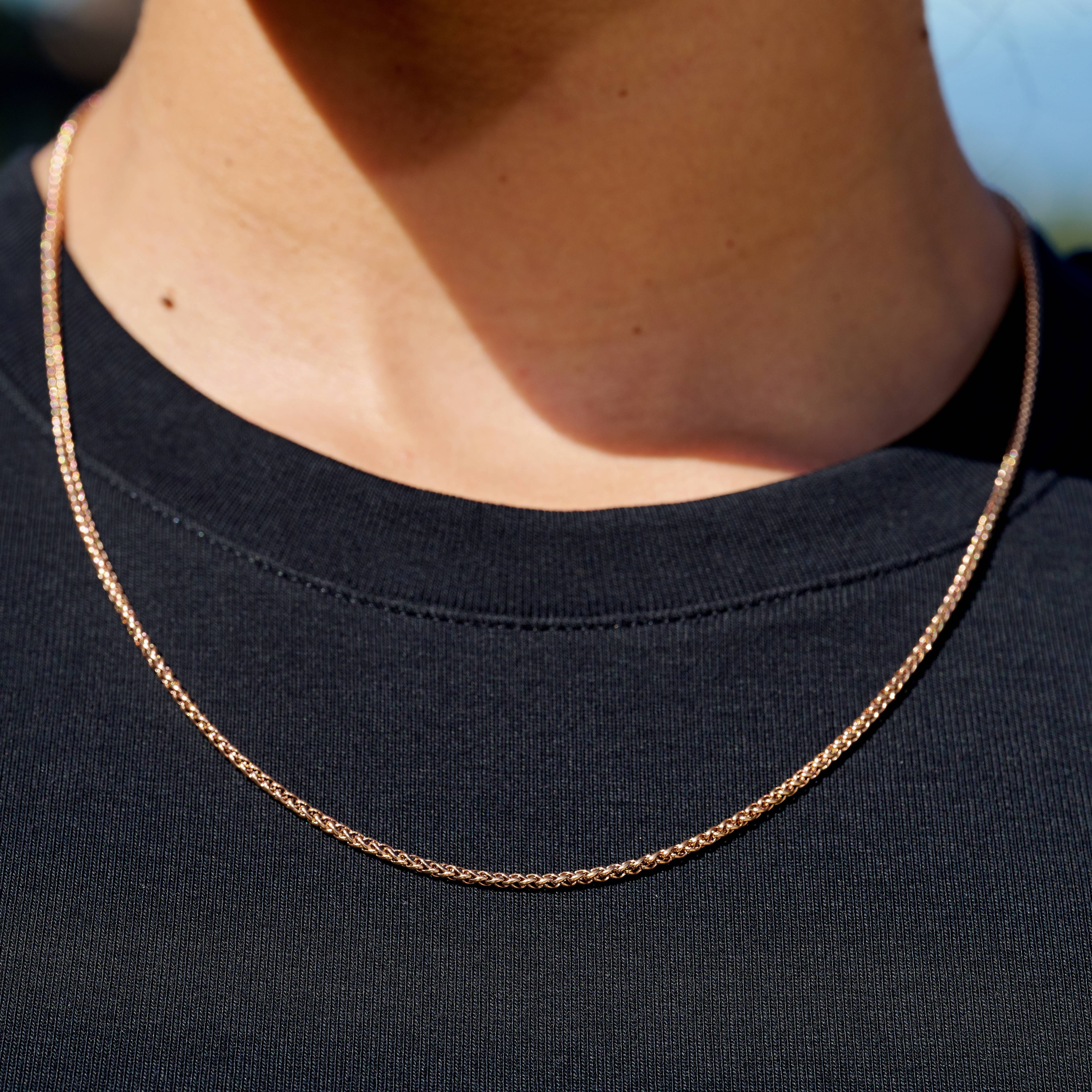 GLD Women Palm Chain Necklace + Bracelet Bundle in Rose Gold - 2 mm