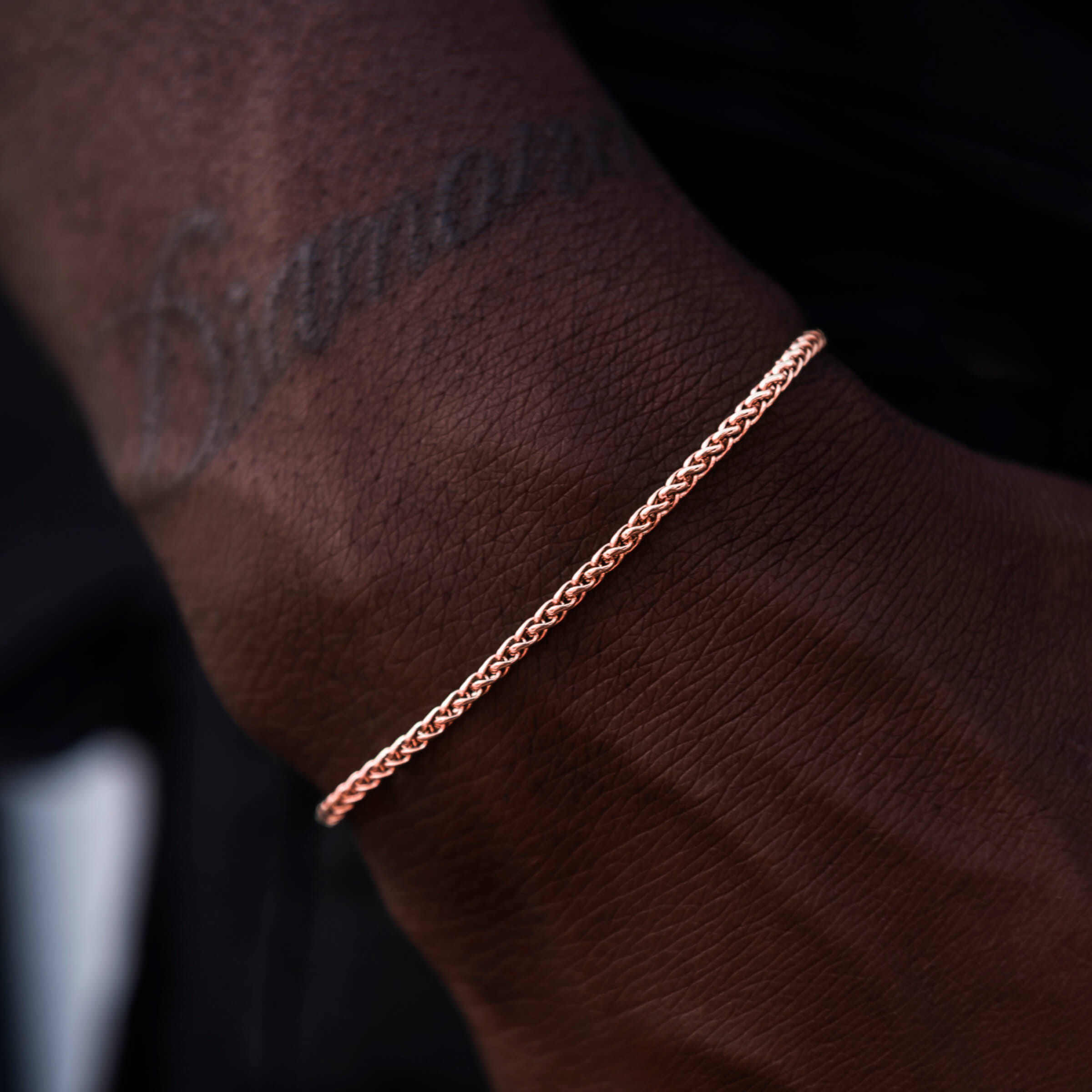 GLD Men Palm Chain + Bracelet Bundle in Rose Gold - 2 mm