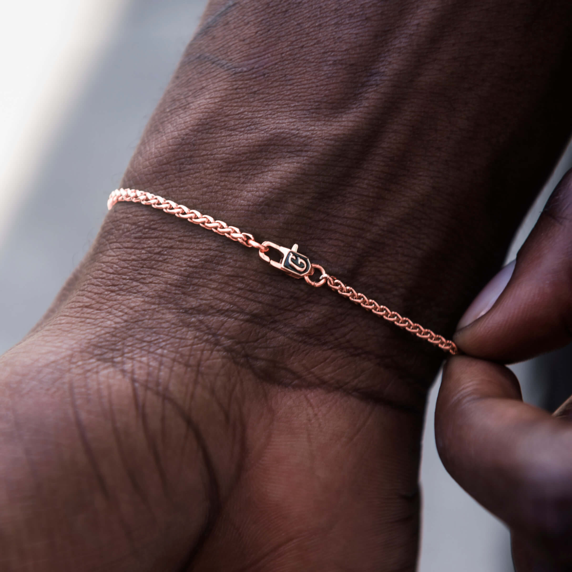 GLD Men Palm Chain + Bracelet Bundle in Rose Gold - 2 mm