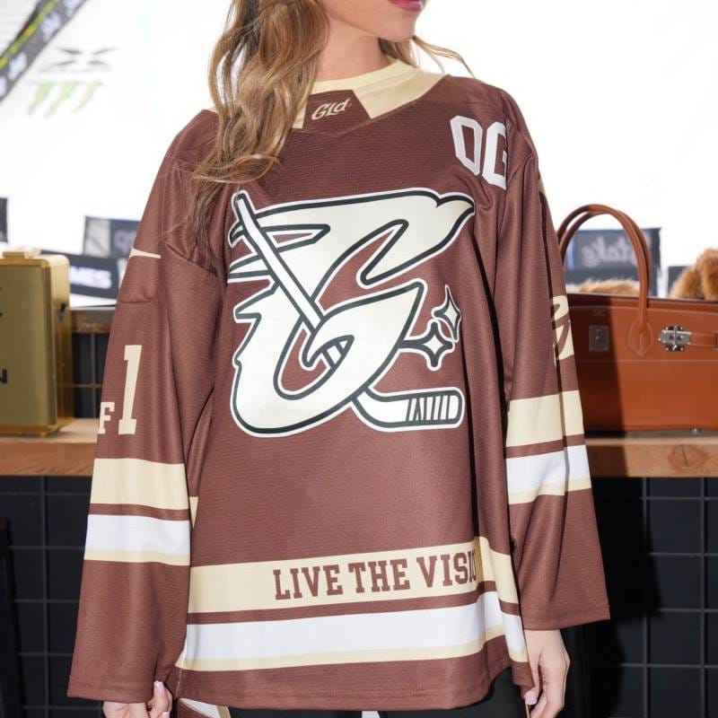 GLD Women GLD Brown and Cream Hockey Jersey