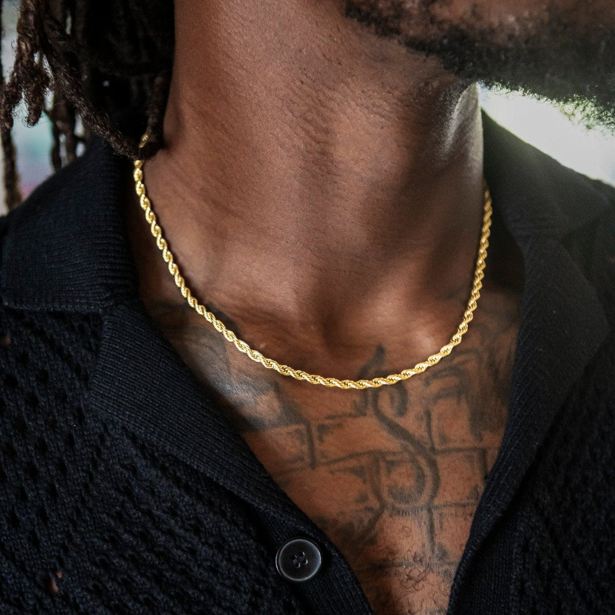 GLD Men Rope Chain + Bracelet Bundle in Yellow Gold - 4 mm