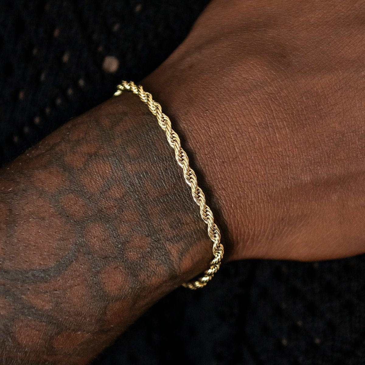 GLD Men Rope Chain + Bracelet Bundle in Yellow Gold - 4 mm