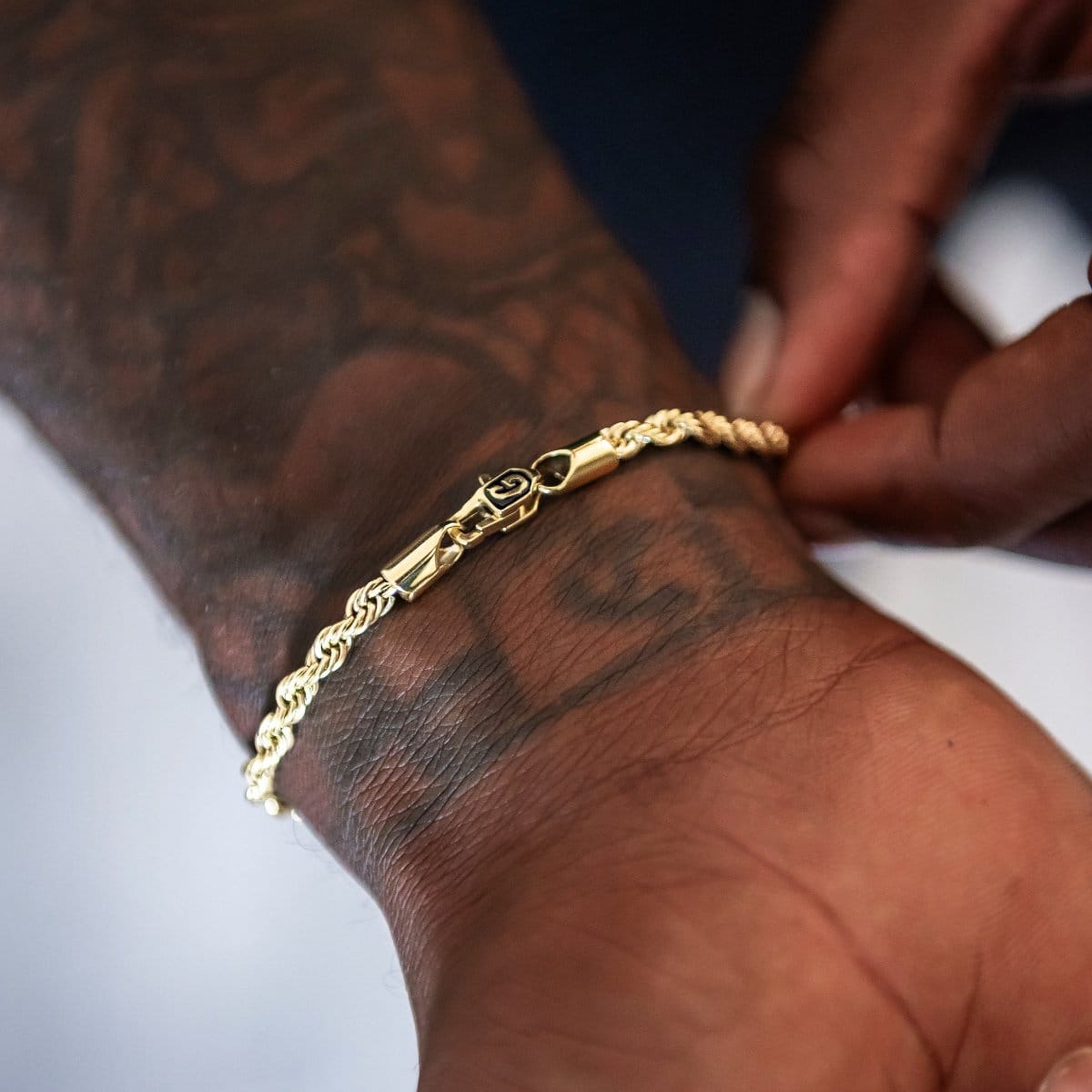 GLD Men Rope Chain + Bracelet Bundle in Yellow Gold - 4 mm