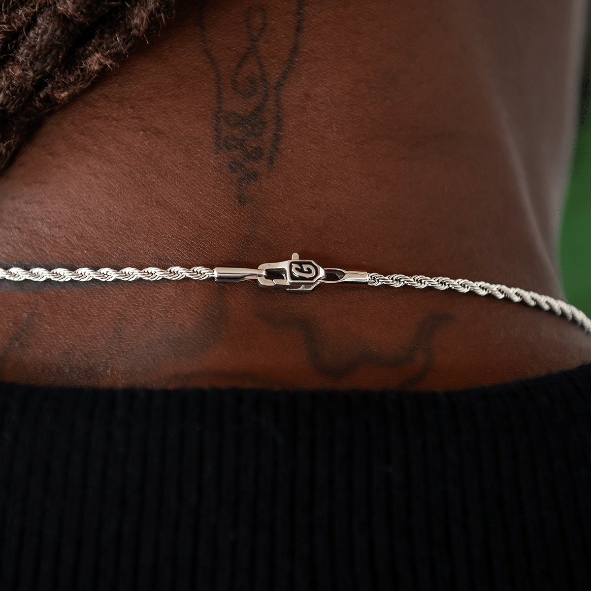 GLD Men Rope Chain + Bracelet Bundle in White Gold - 2 mm