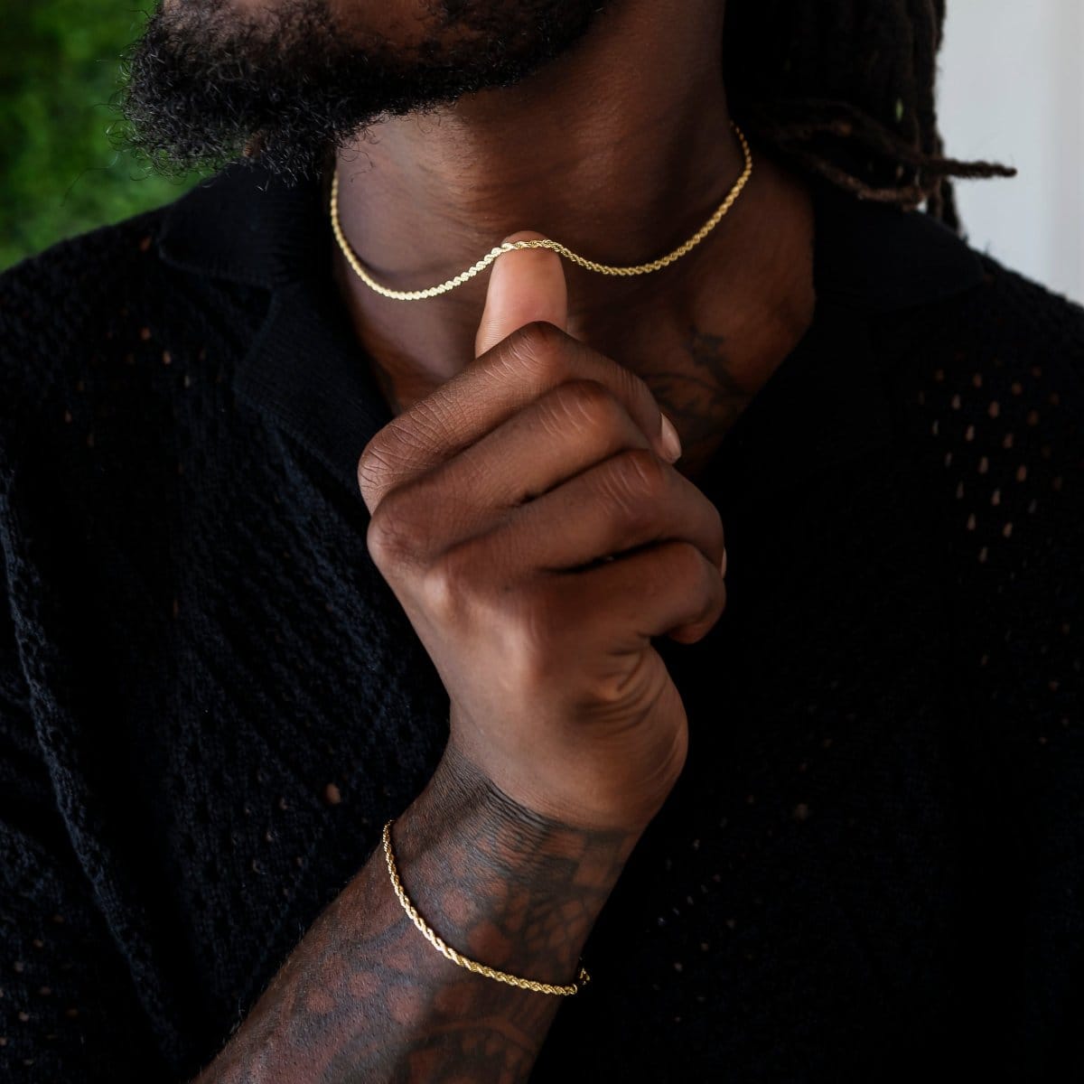 GLD Men Rope Chain + Bracelet Bundle in Yellow Gold - 2 mm