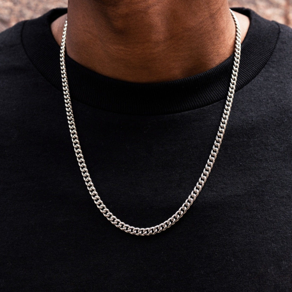 GLD Men 5 mm Cuban Chain + Bracelet Bundle - White Gold