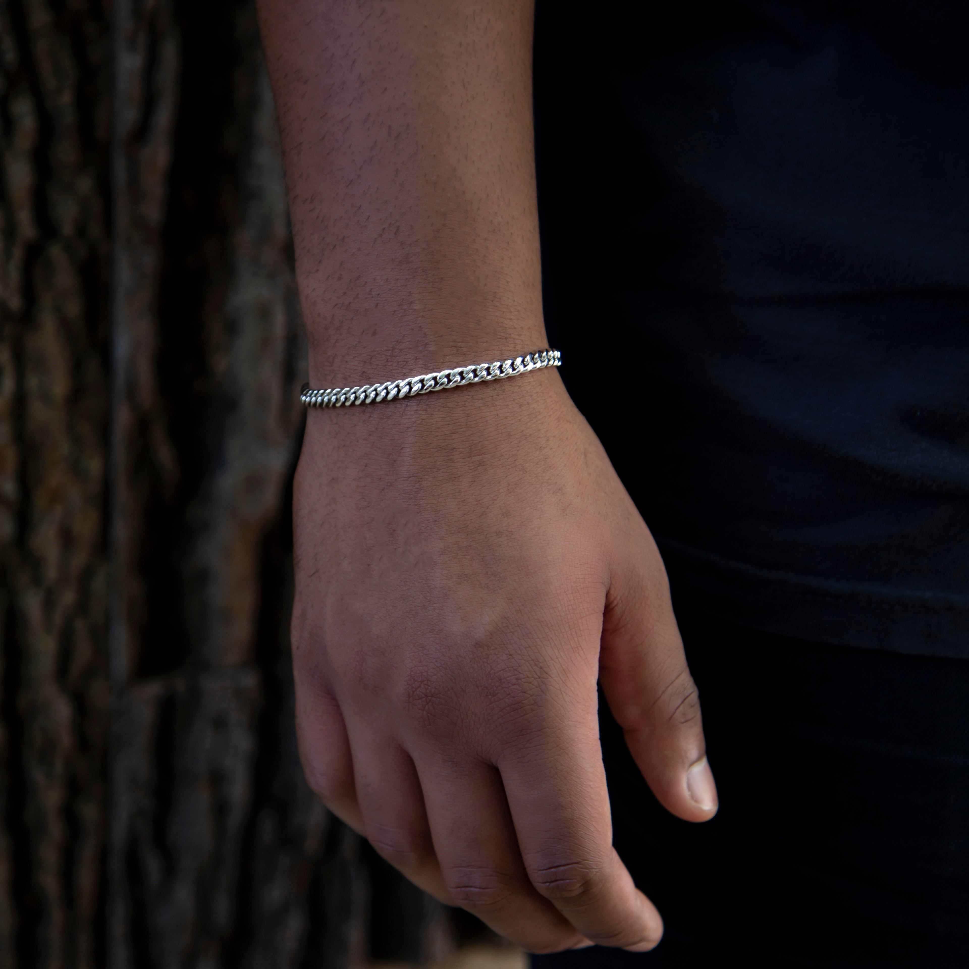 GLD Men 5 mm Cuban Chain + Bracelet Bundle - White Gold