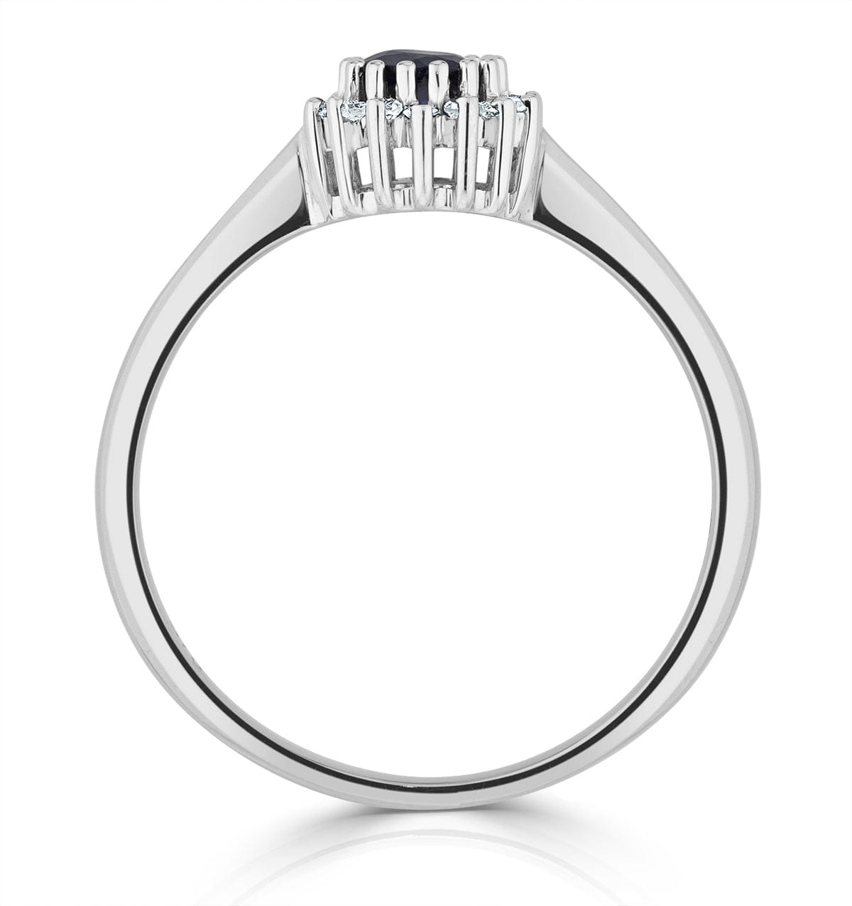 Diamond Sapphire 3.5 x 3.5 mm And Diamond 9K White Gold Ring