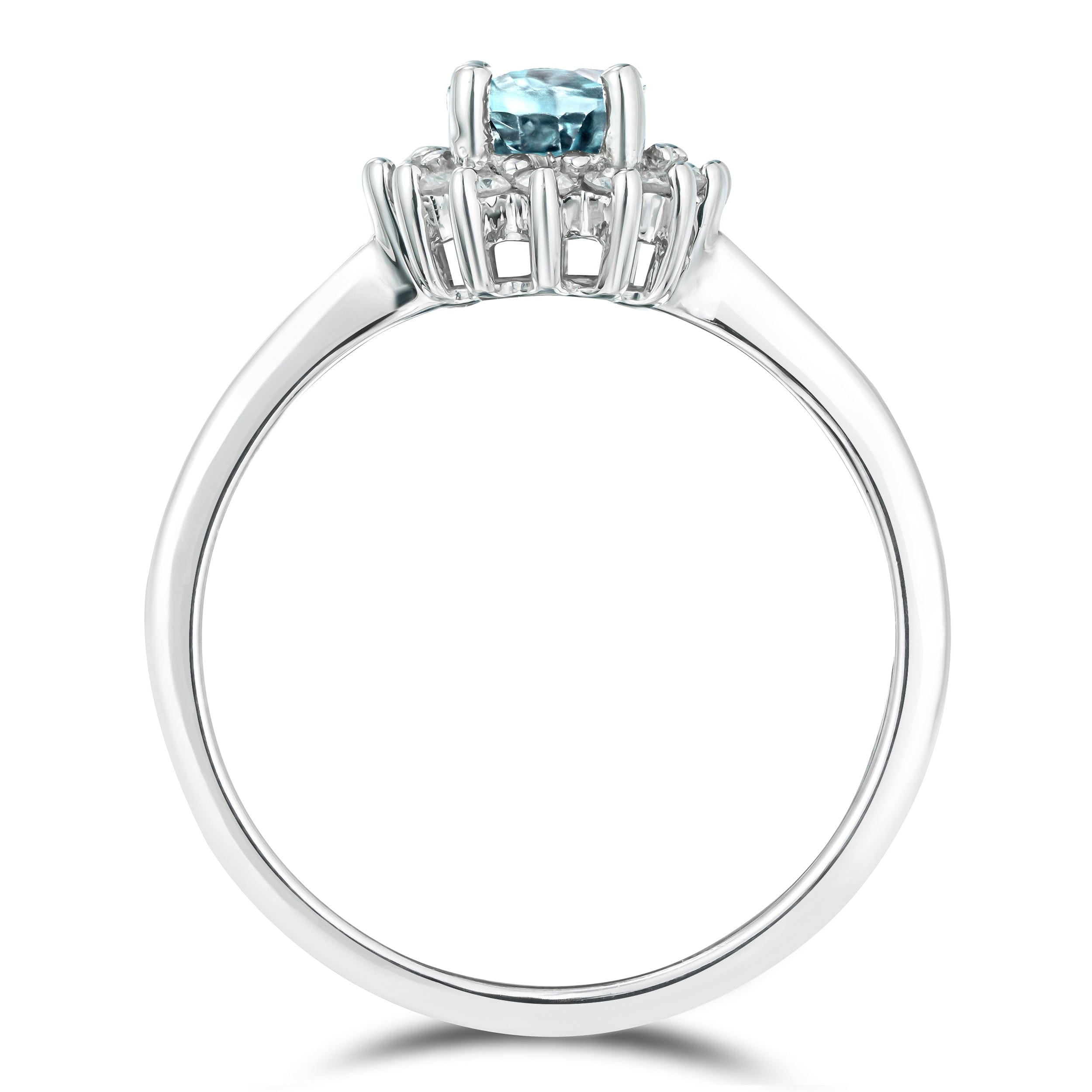 Diamond Blue Topaz 0.95CT And Diamond 925 Sterling Silver Ring
