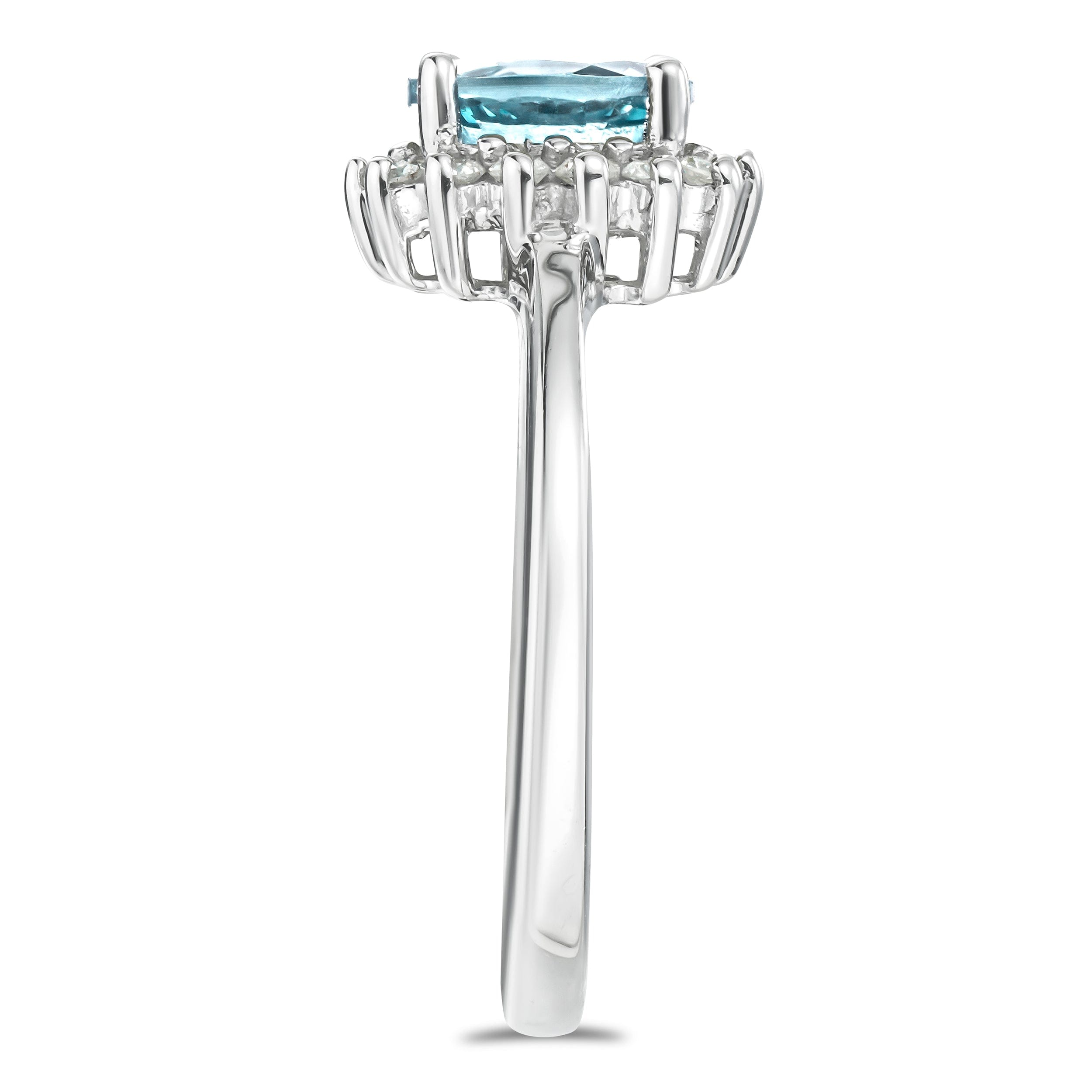 Diamond Blue Topaz 0.95CT And Diamond 925 Sterling Silver Ring