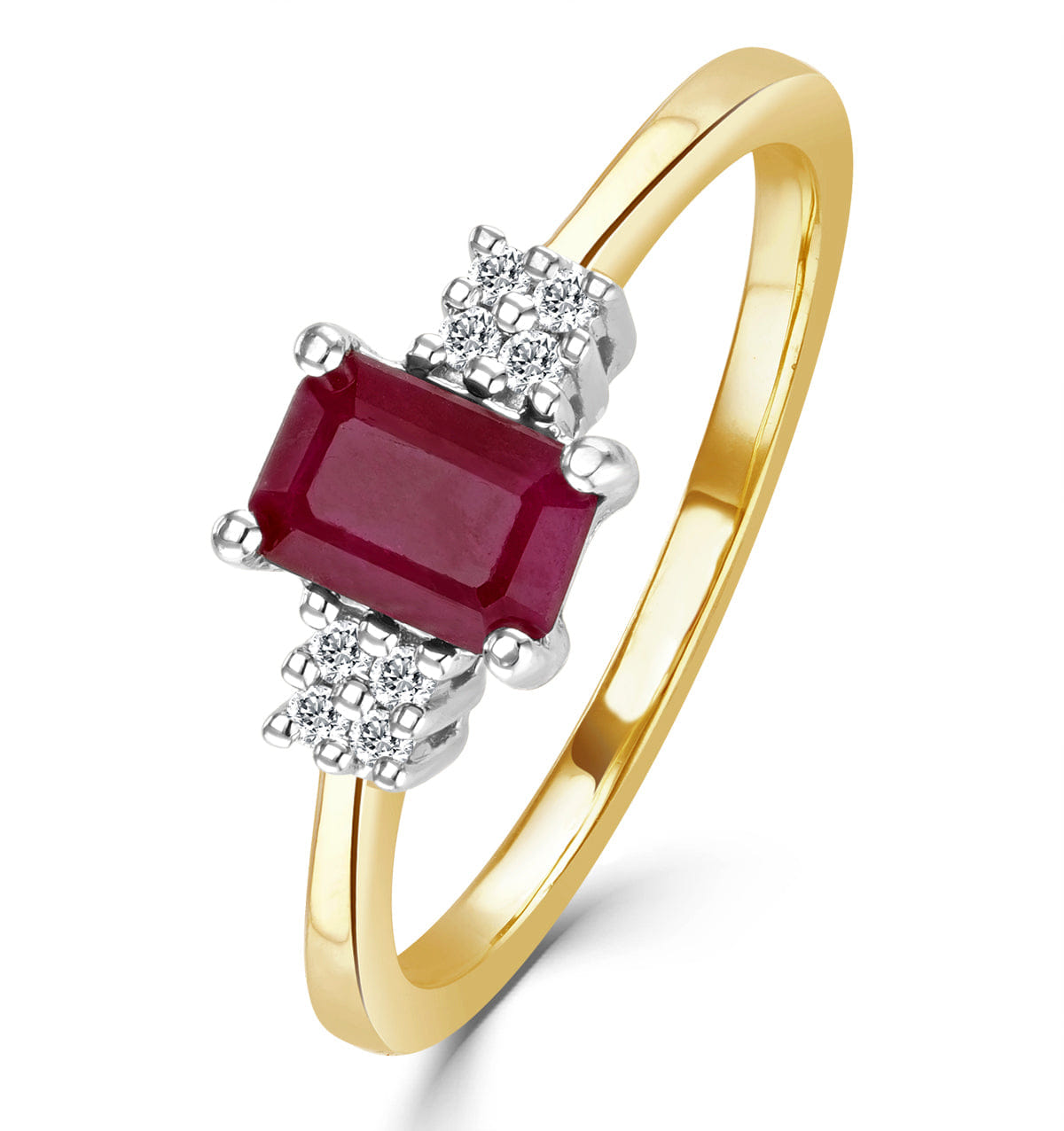 Diamond Ruby 6 x 4 mm And Diamond 18K Gold Ring FET37 - T