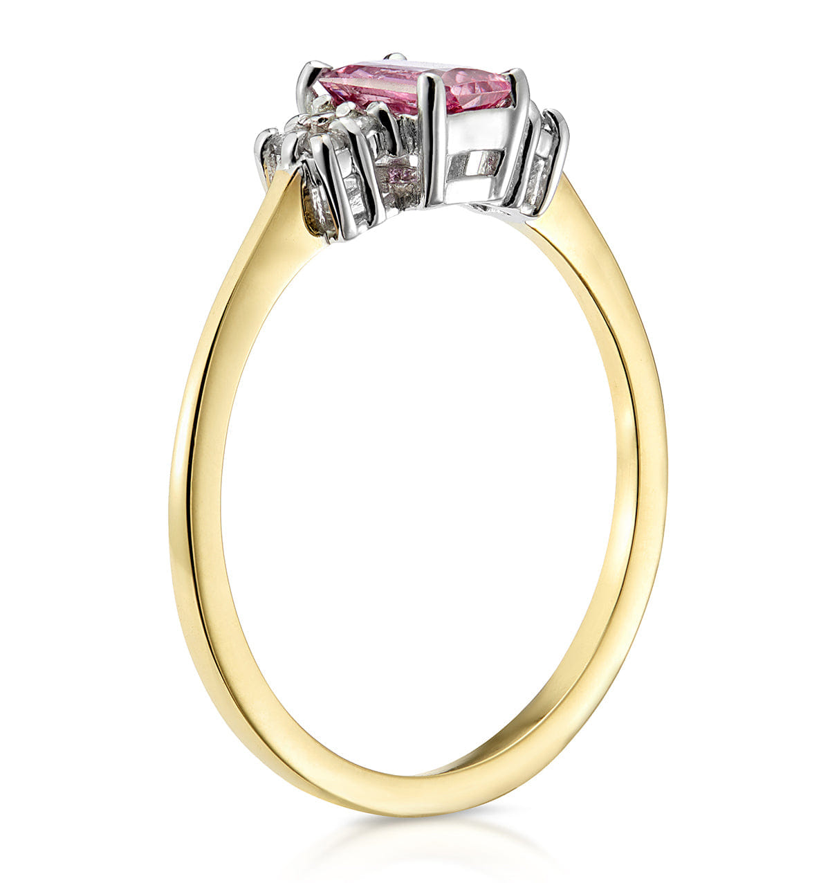 Diamond 18K Gold Diamond and Pink Sapphire Ring 0.06ct