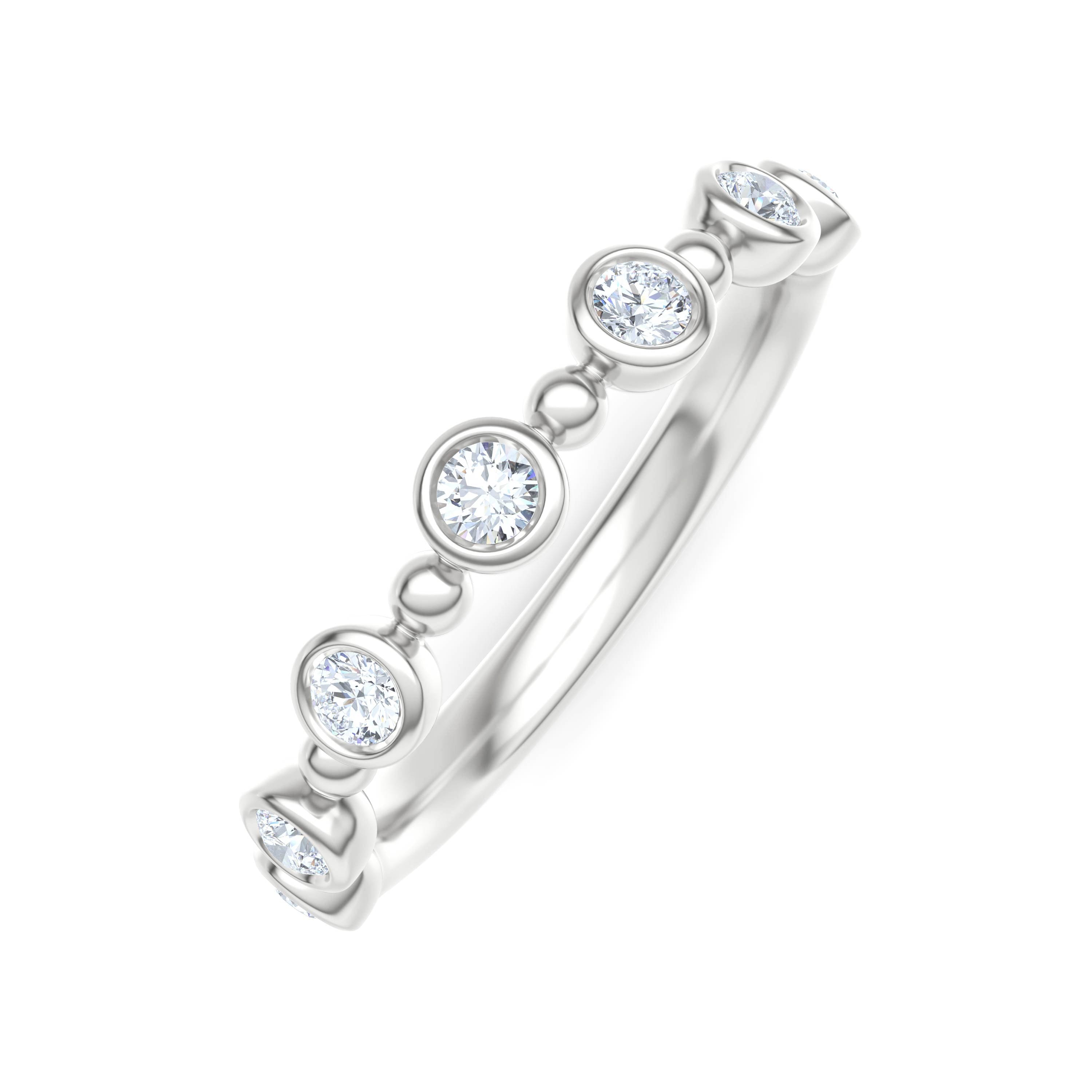 Diamond Beaded 0.21ct Round Cut Lab Diamond Half Eternity Ring in Sterling Silver