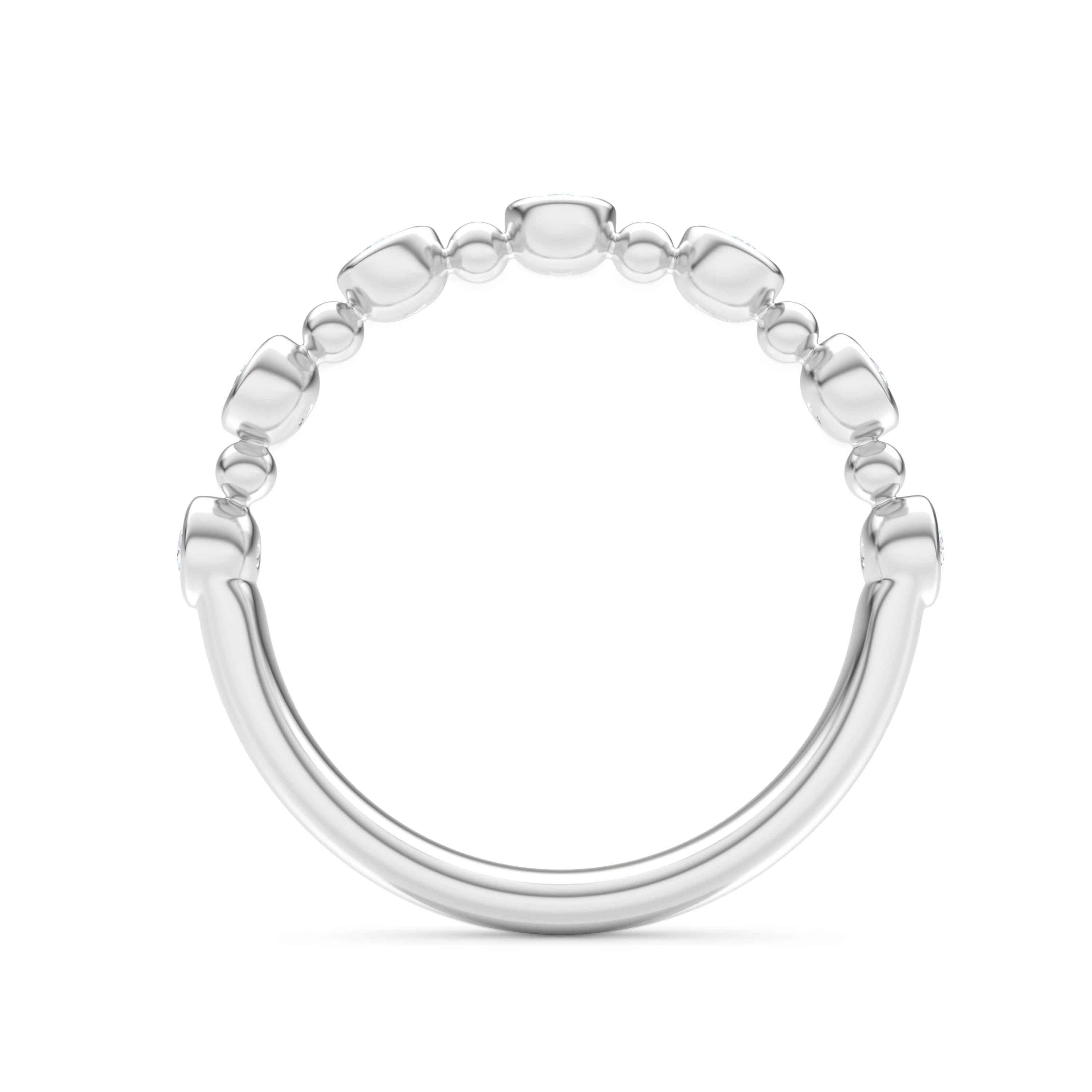 Diamond Beaded 0.21ct Round Cut Lab Diamond Half Eternity Ring in Sterling Silver