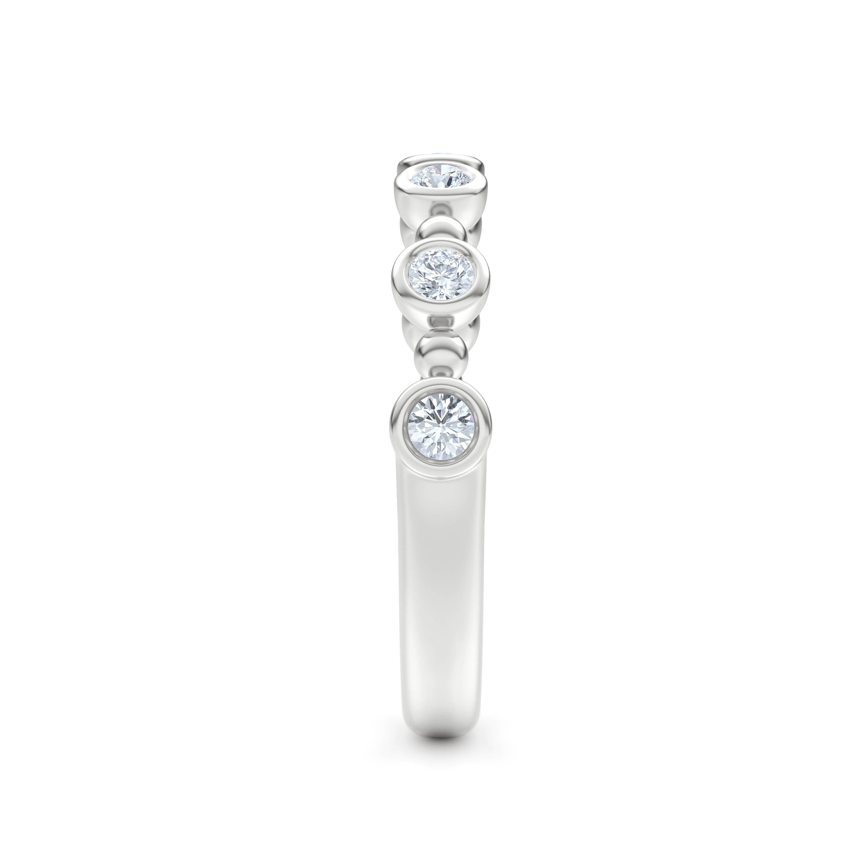 Diamond Beaded 0.21ct Round Cut Lab Diamond Half Eternity Ring in Sterling Silver