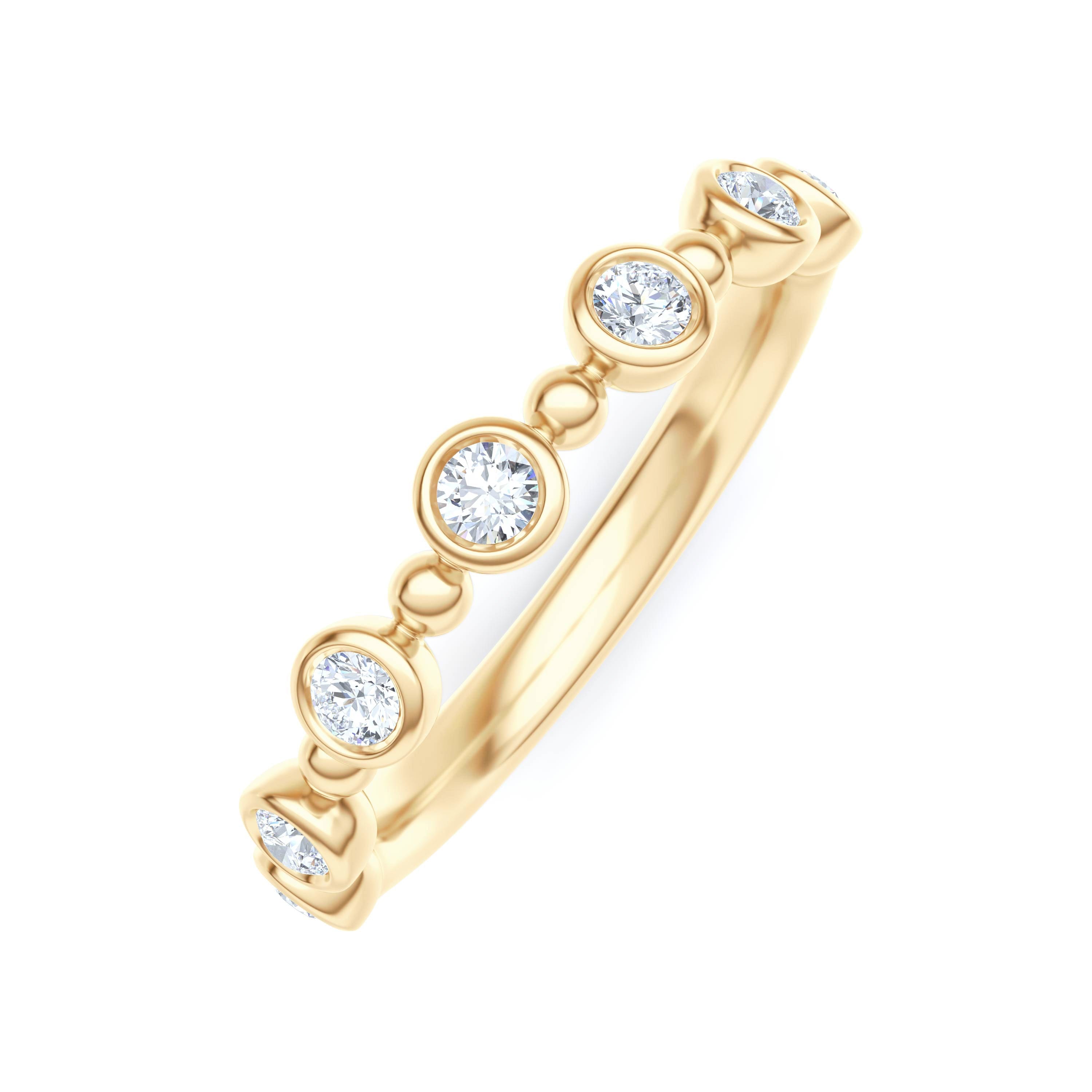 Diamond Beaded 0.21ct Round Cut Lab Diamond Half Eternity Ring in 18K Gold Vermeil