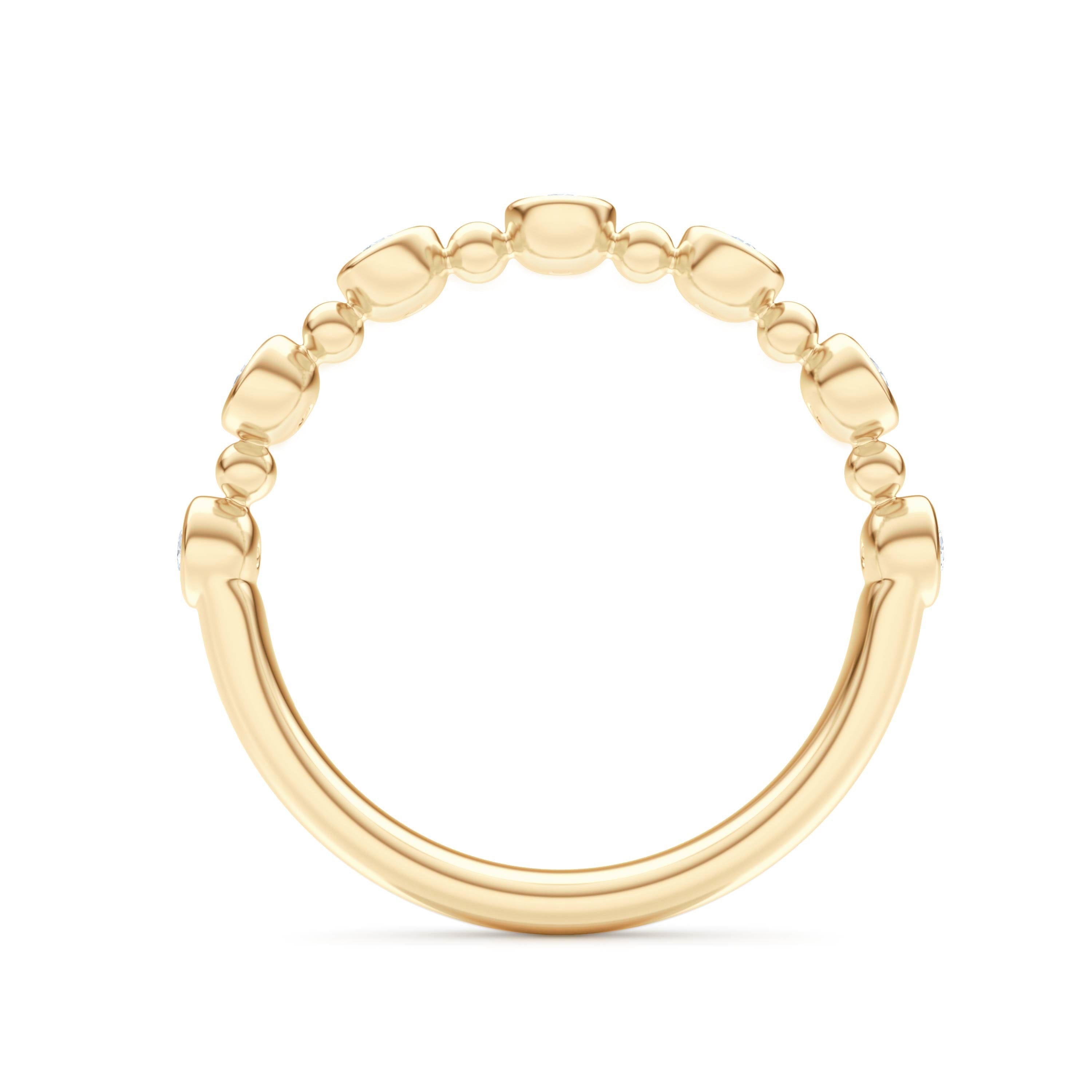 Diamond Beaded 0.21ct Round Cut Lab Diamond Half Eternity Ring in 18K Gold Vermeil
