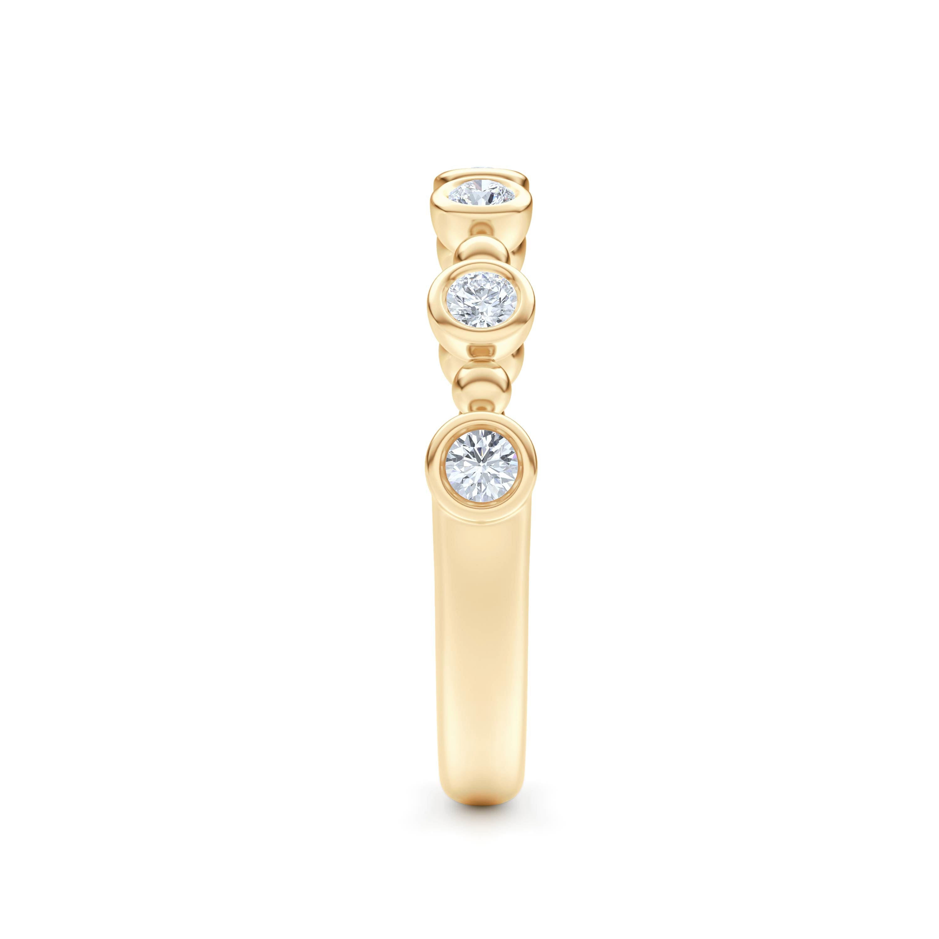 Diamond Beaded 0.21ct Round Cut Lab Diamond Half Eternity Ring in 18K Gold Vermeil