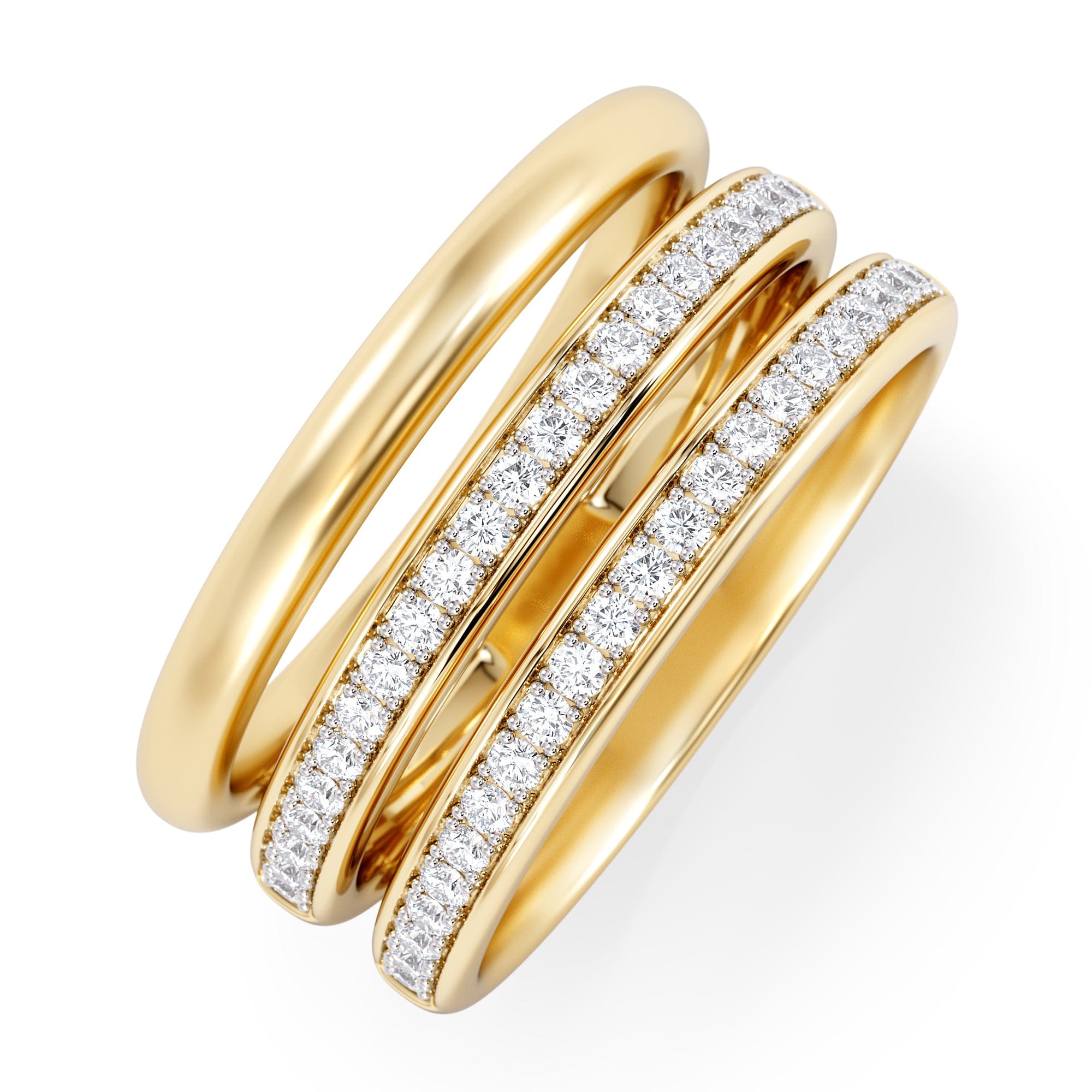 Diamond Trinity Curve 0.20ct Lab Diamond Stacking Ring in 18K Gold Vermeil