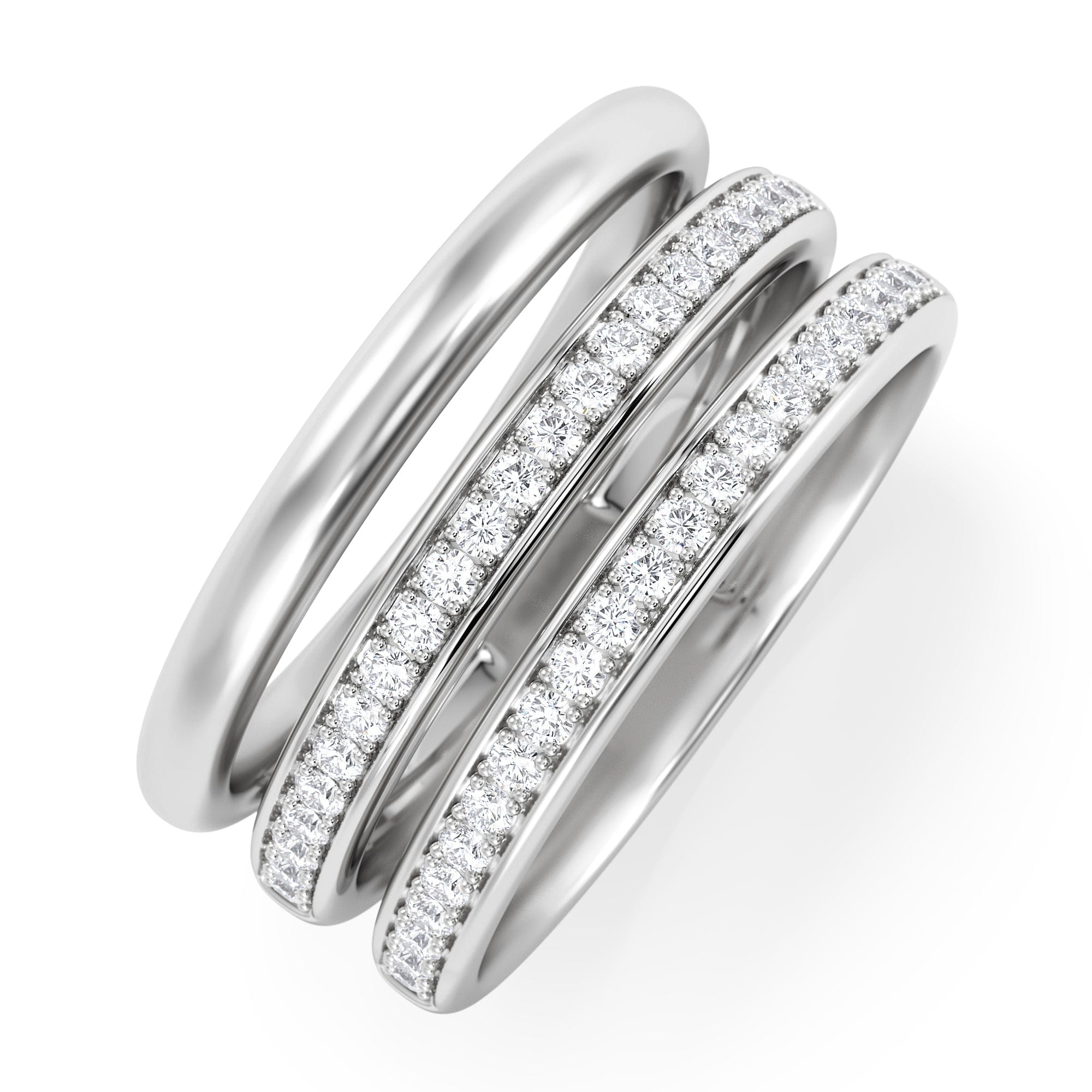 Diamond Trinity Curve 0.20ct Lab Diamond Stacking Ring in Sterling Silver